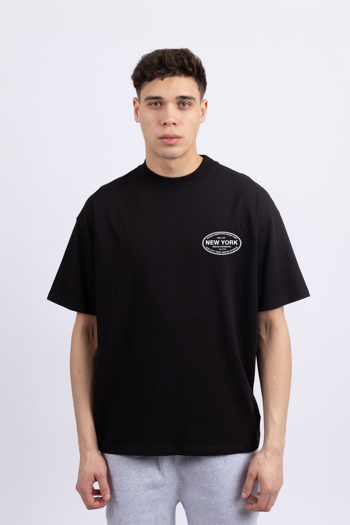 Mens 220 Gsm Oversized New York City Endless Printed T-shirt