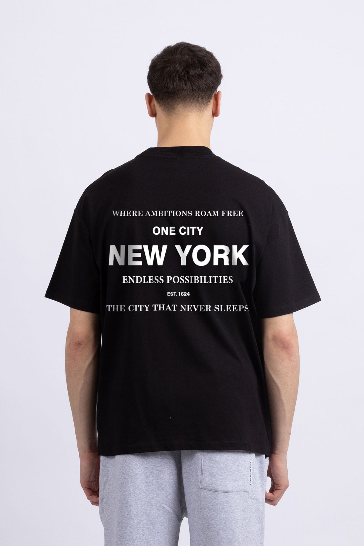 Mens 220 Gsm Oversized New York City Endless Printed T-shirt