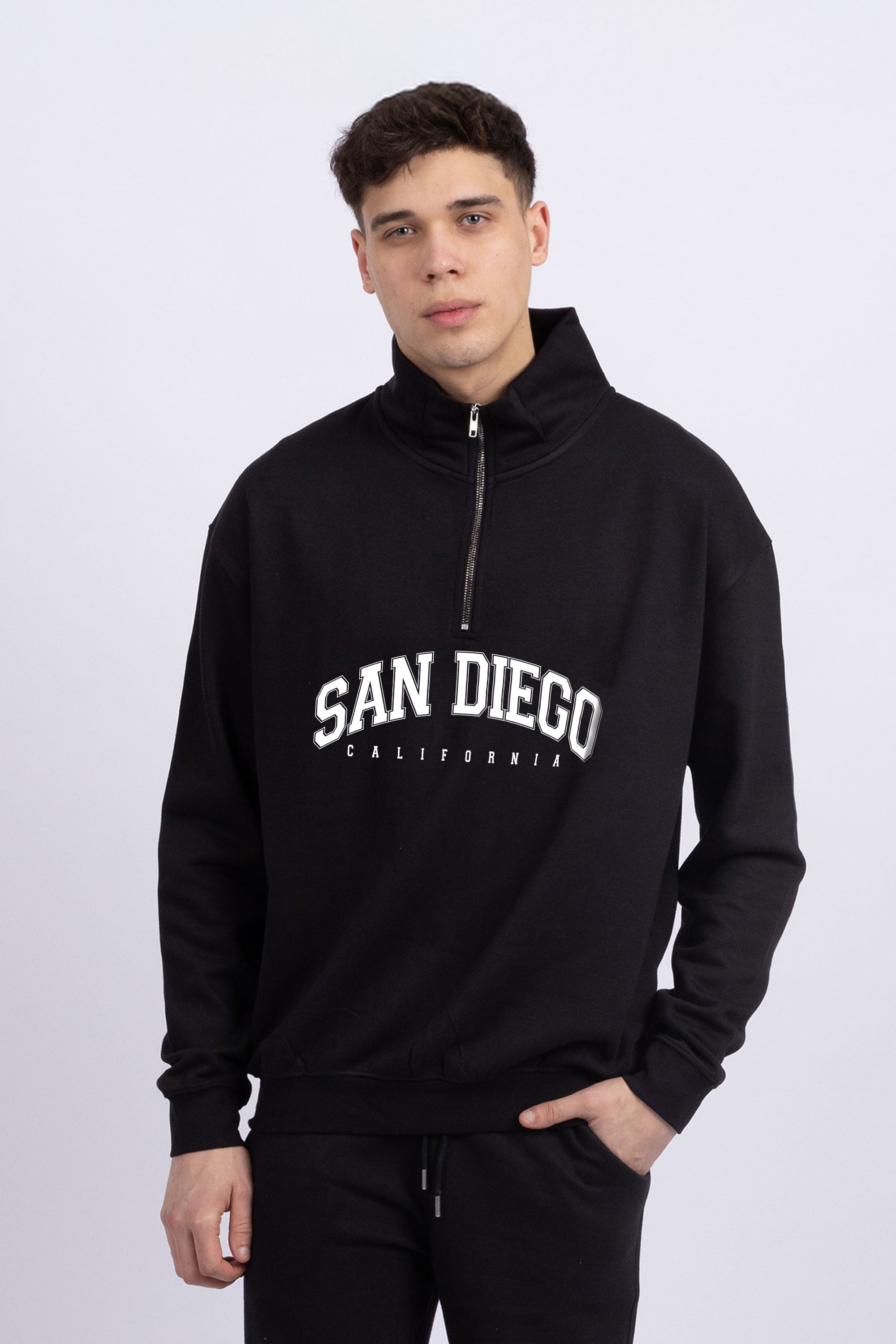 Unisex 1/4 Zip Neck San Diego California Printed Sweatshirt