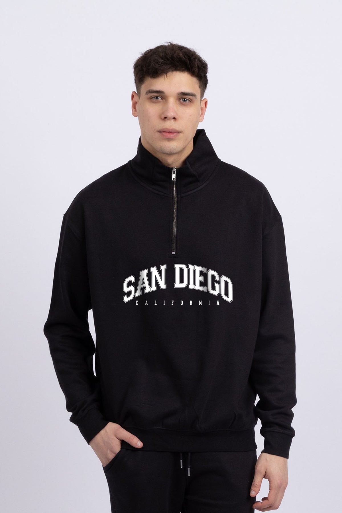 Unisex 1/4 Zip Neck San Diego California Printed Sweatshirt