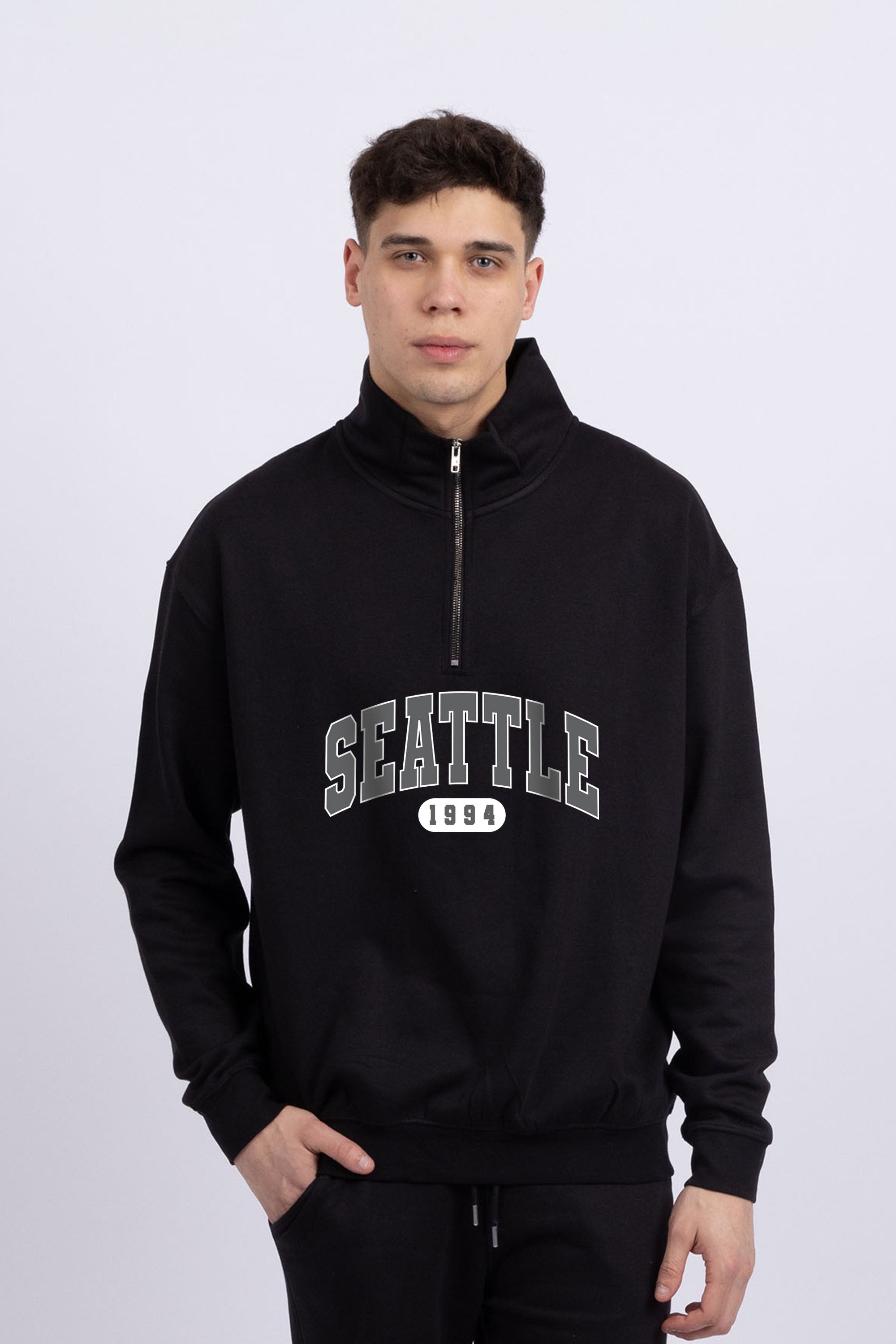 Mens 1/4 Zip Neck Seattle 1994 Printed Sweatshirts