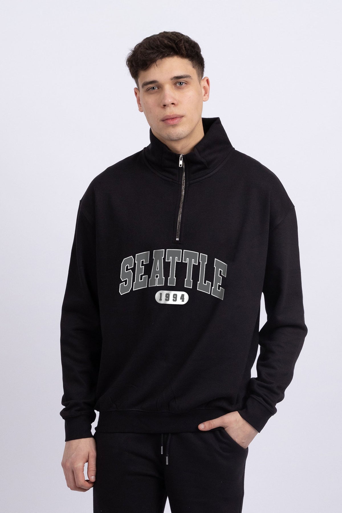 Mens 1/4 Zip Neck Seattle 1994 Printed Sweatshirts