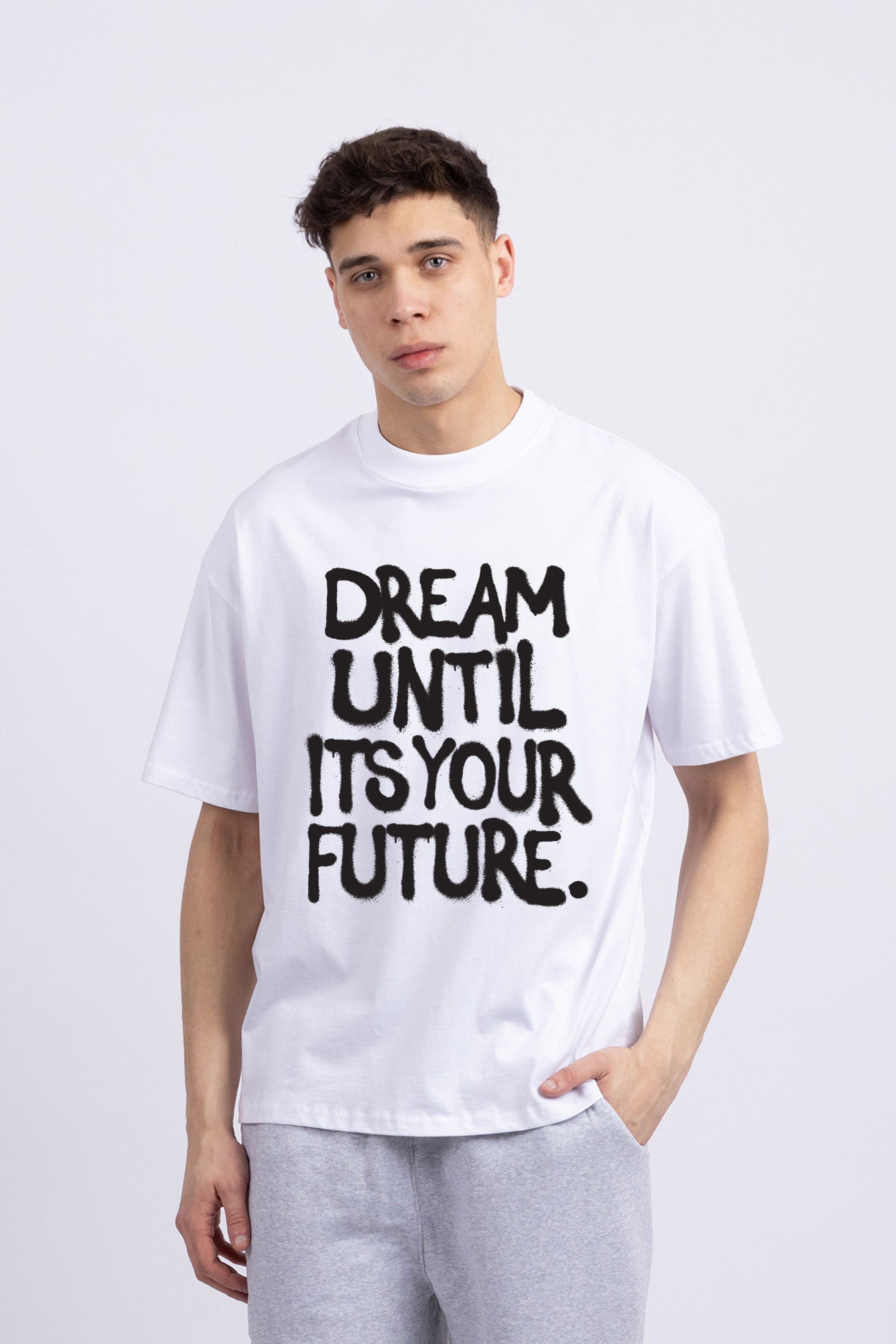 Mens 220GSM Oversized Dream Until Printed T-shirt (Custom Pack)