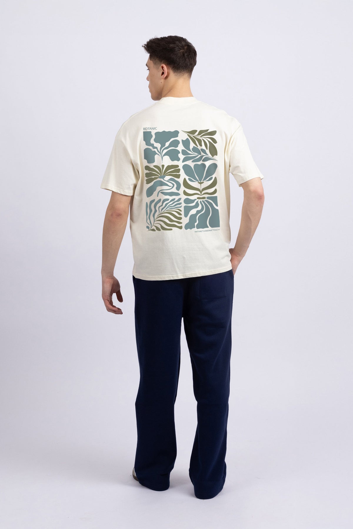 Mens 220GSM Oversized Botanic Printed Graphic T-shirt