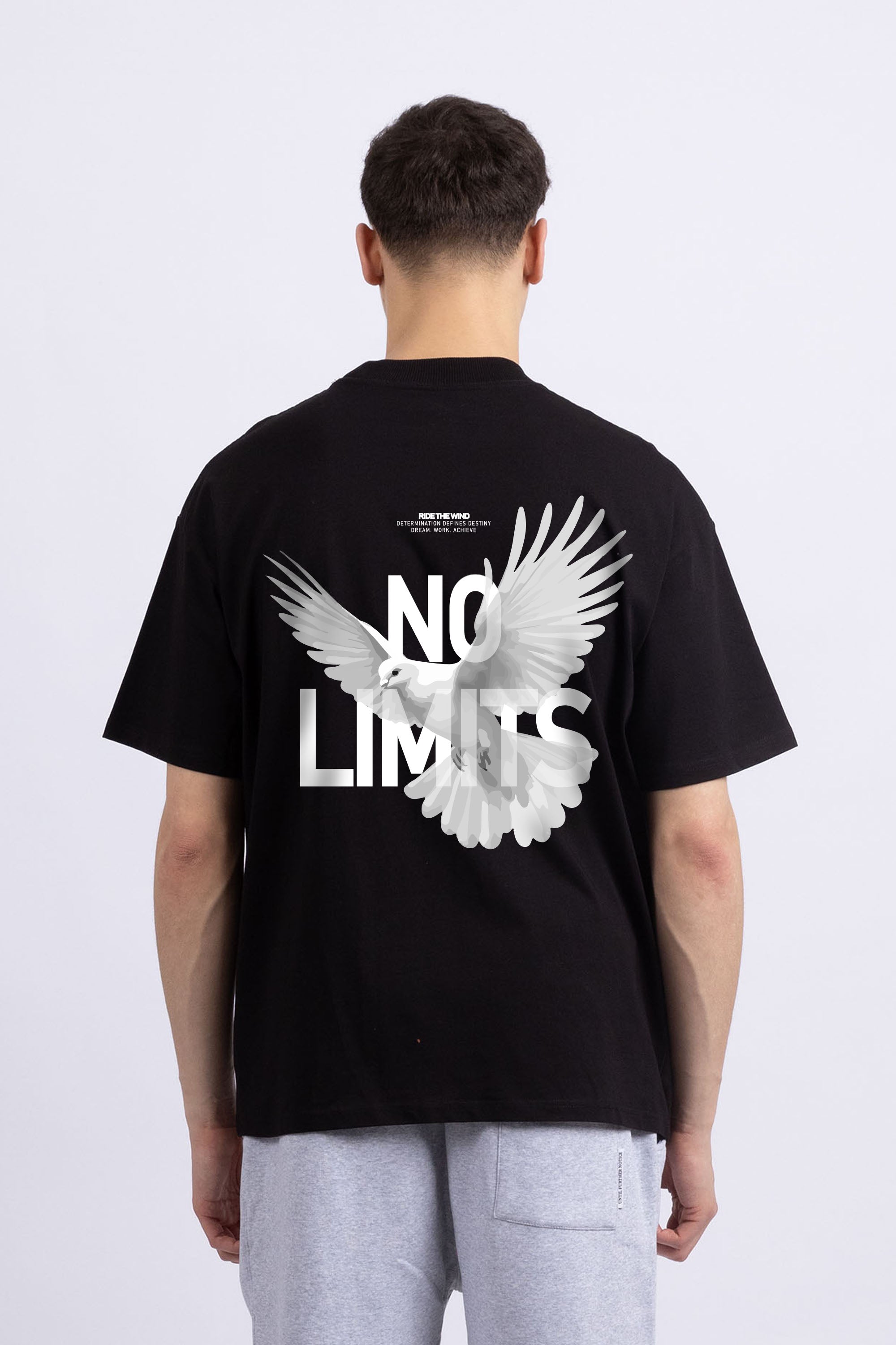 Mens 220GSM Oversized No Limits Printed T-shirt