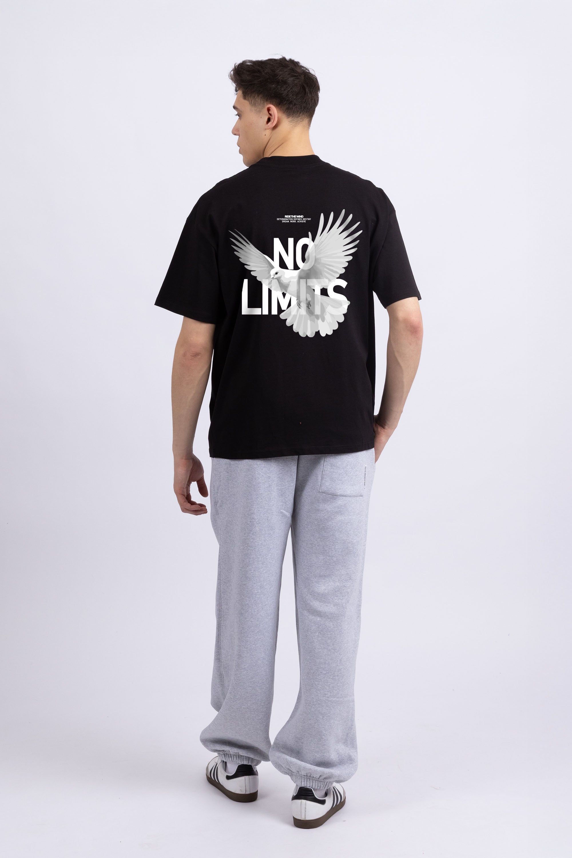 Mens 220GSM Oversized No Limits Printed T-shirt