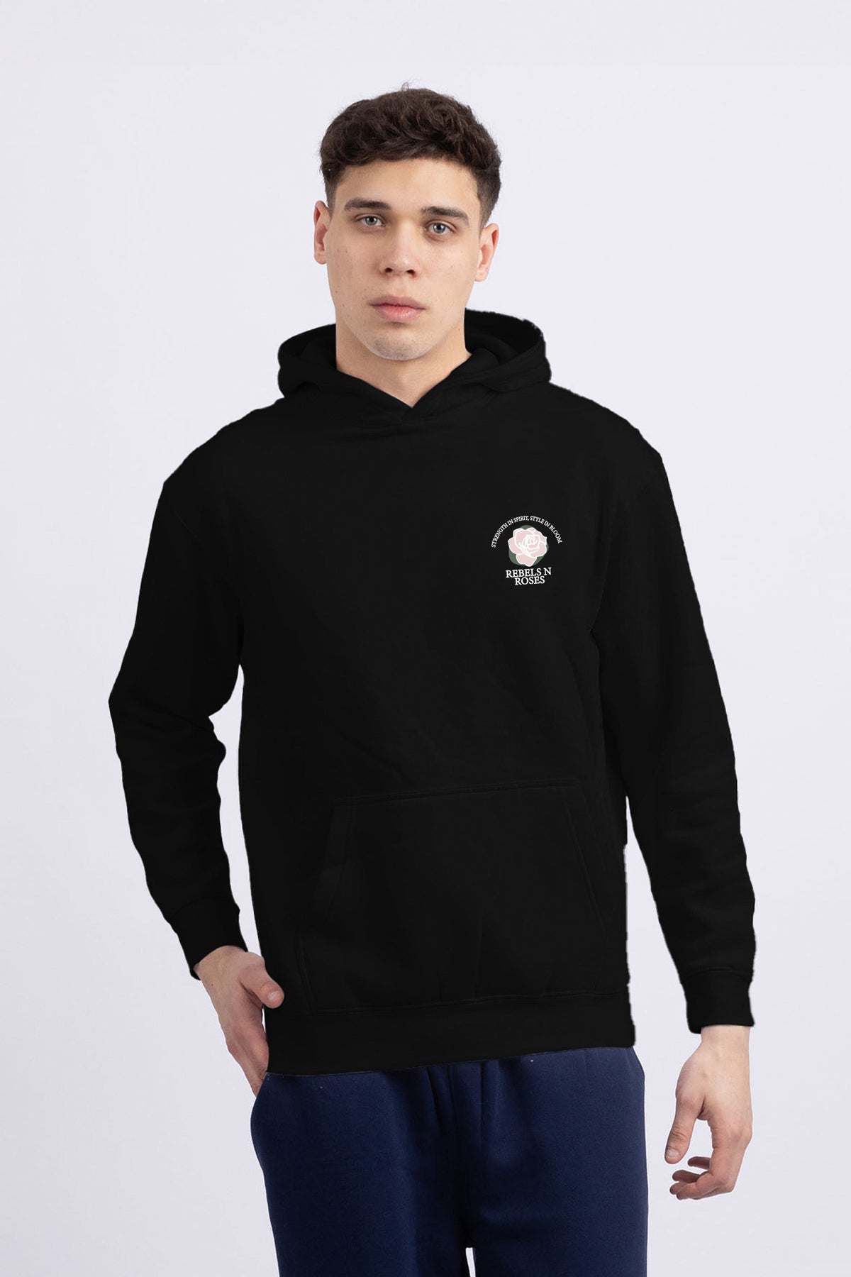 Mens Rebels And Roses Printed Oversized Hoodie