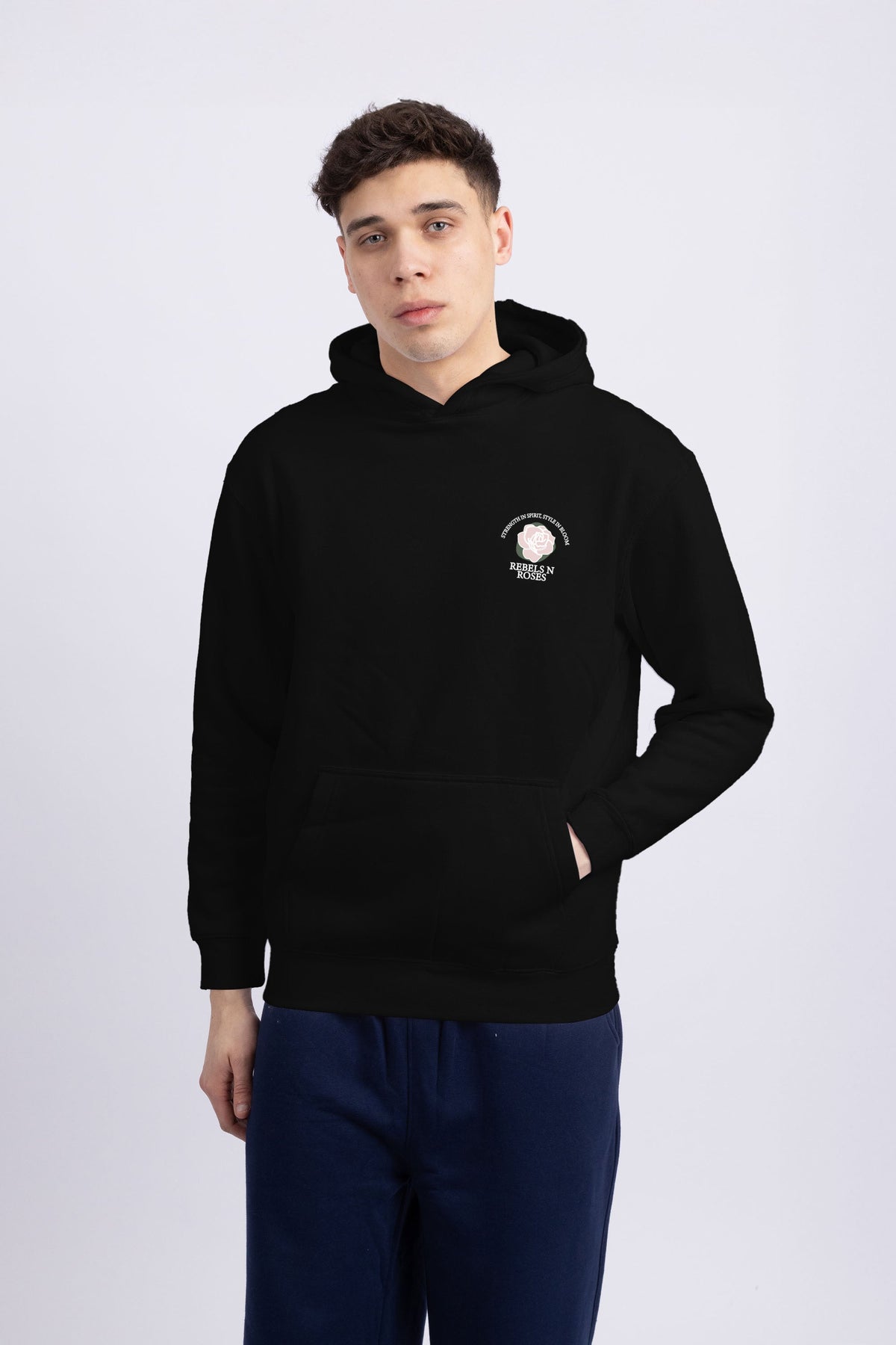 Mens Rebels And Roses Printed Oversized Hoodie