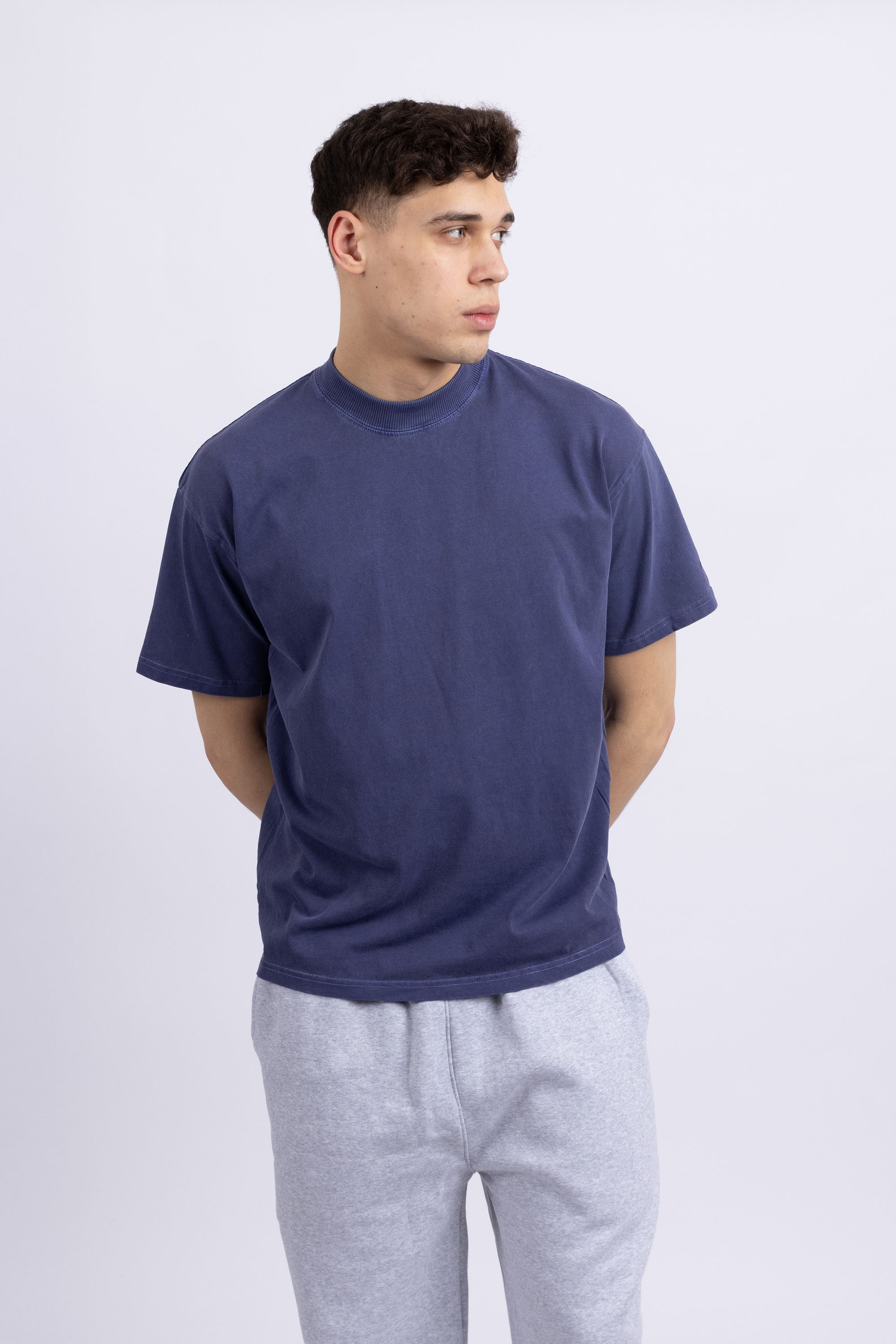 Mens 220GSM Oversized New York Acid Wash Printed T-shirt