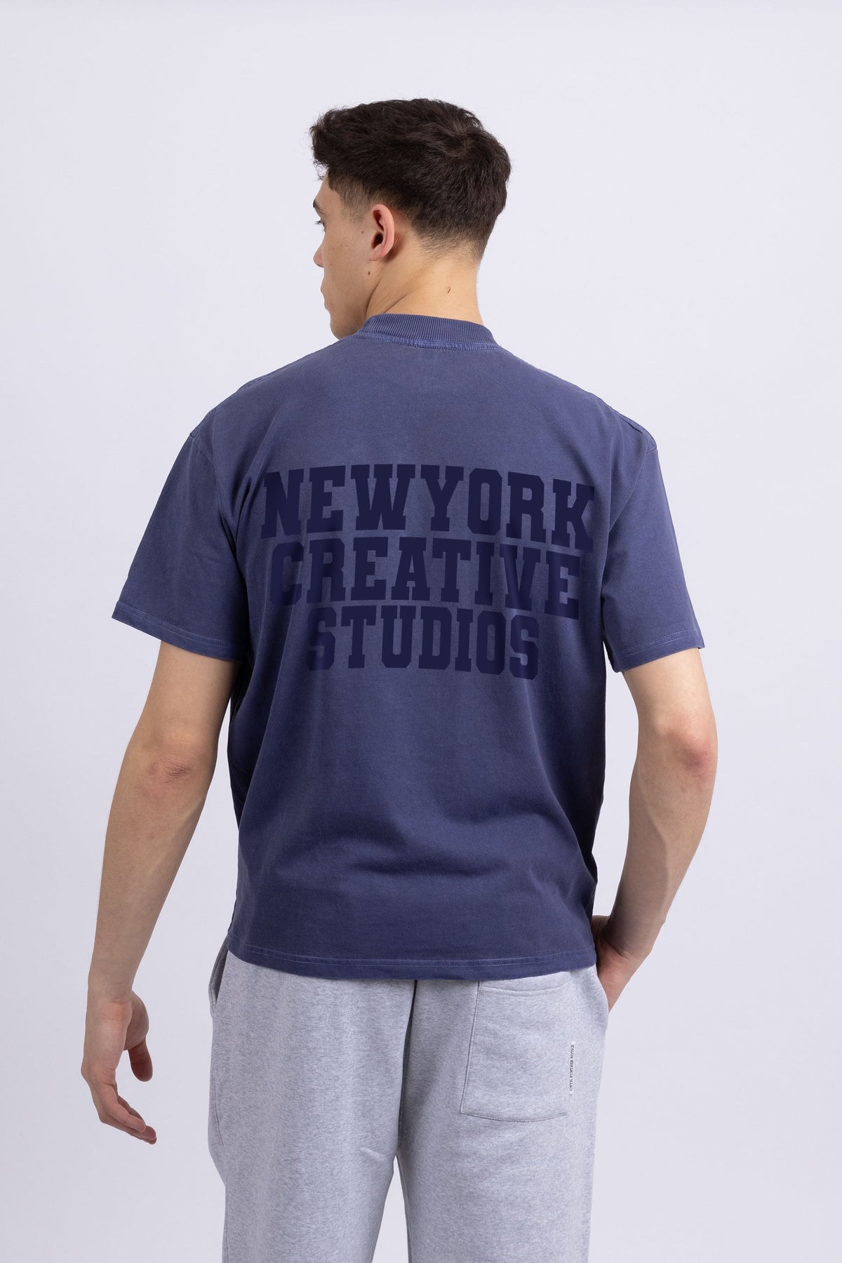 Mens 220GSM Oversized New York Acid Wash Printed T-shirt