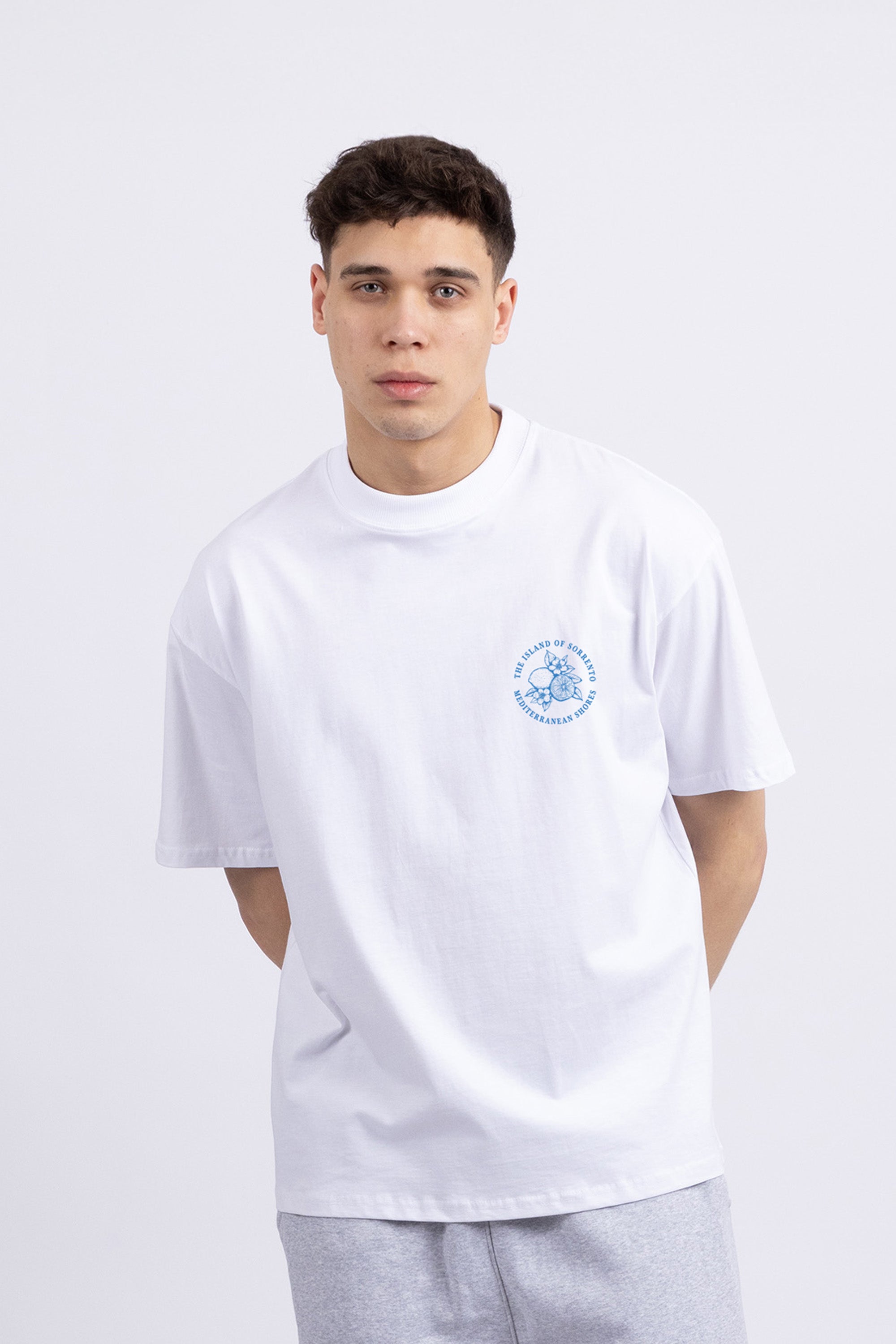 Mens 220 Gsm Oversized Island of Sorrento Printed T-shirt