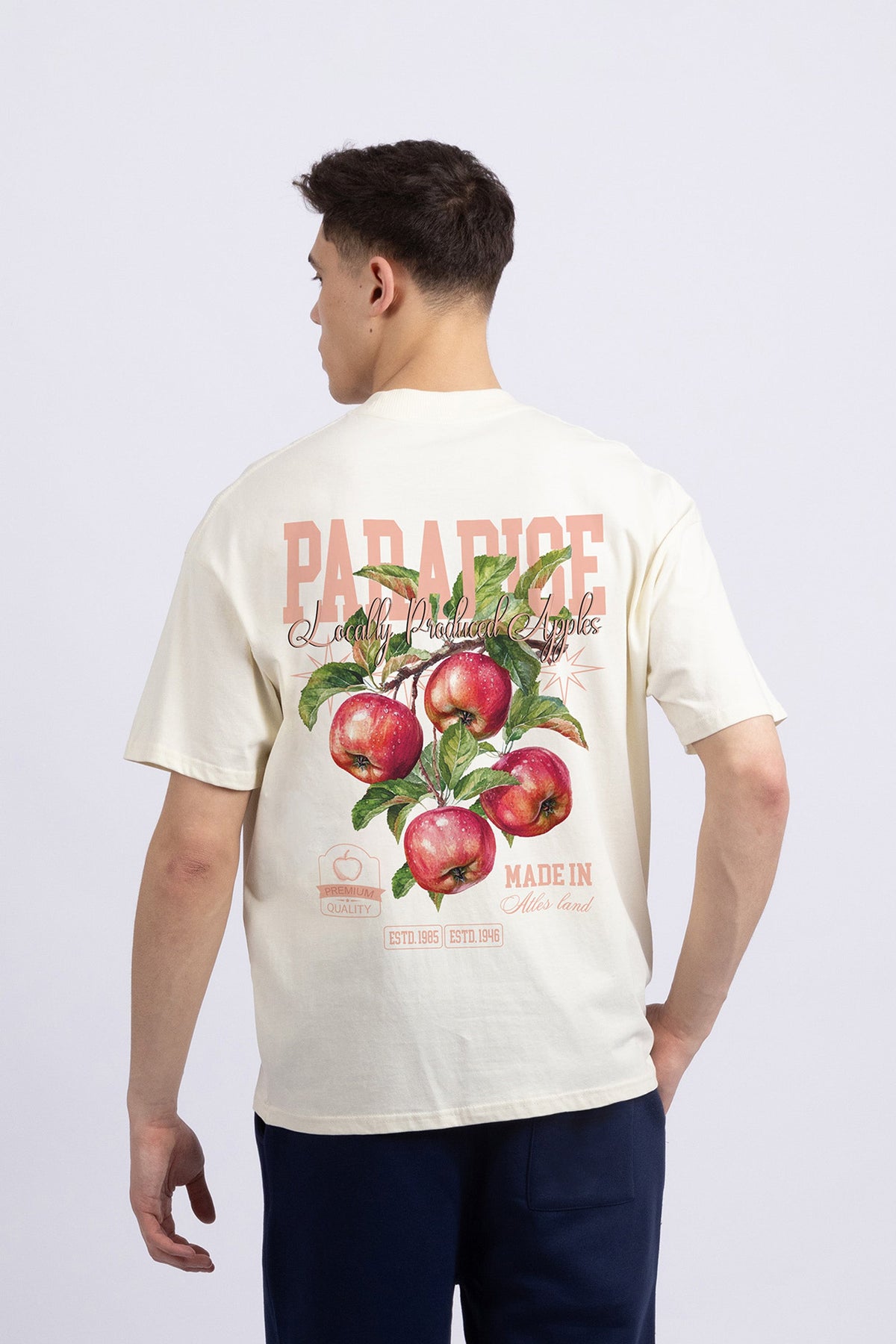 Mens 220 Gsm Oversized Paradise Apple Printed T-shirt