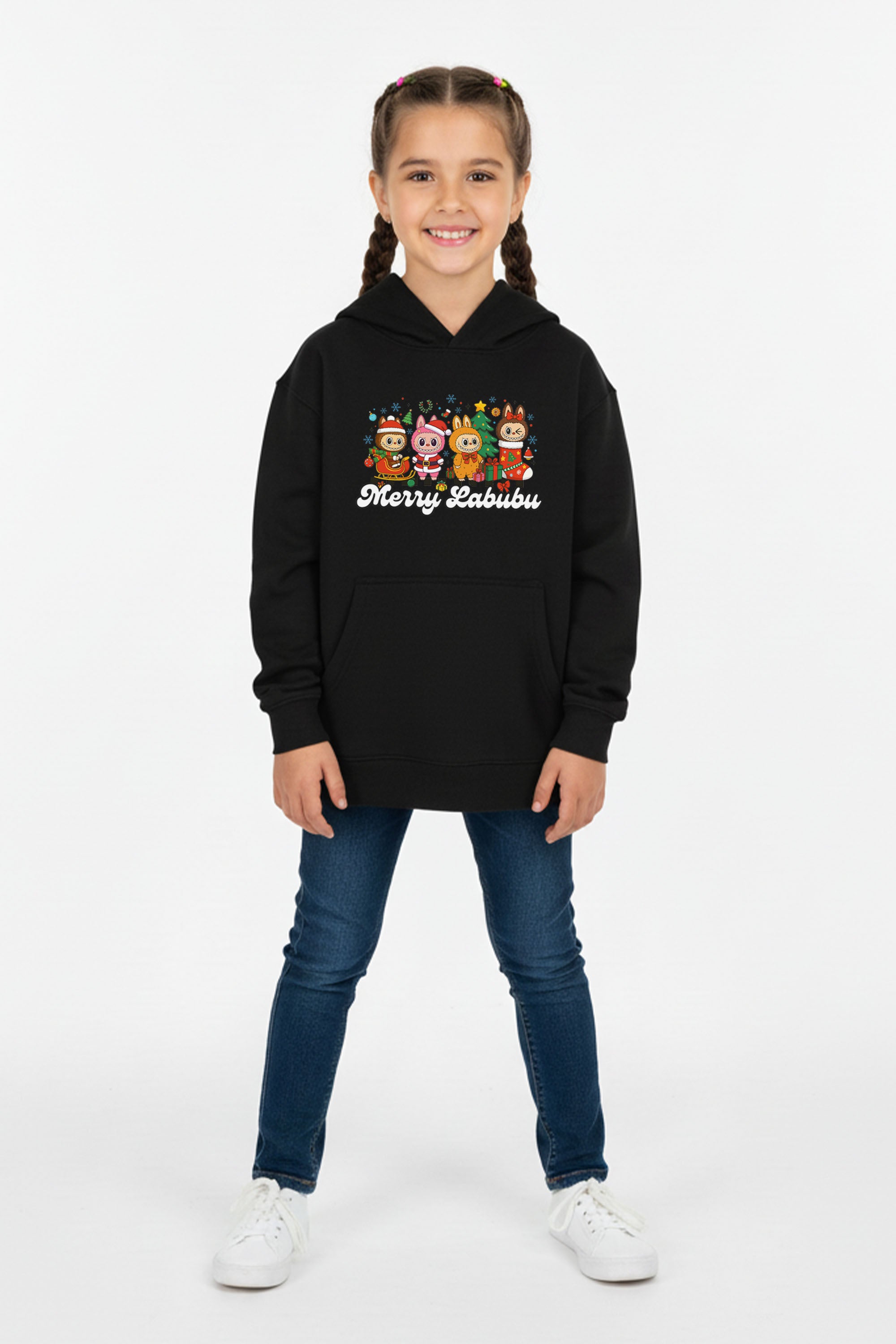 Kids Merry Labubu Christmas Printed Hoodie