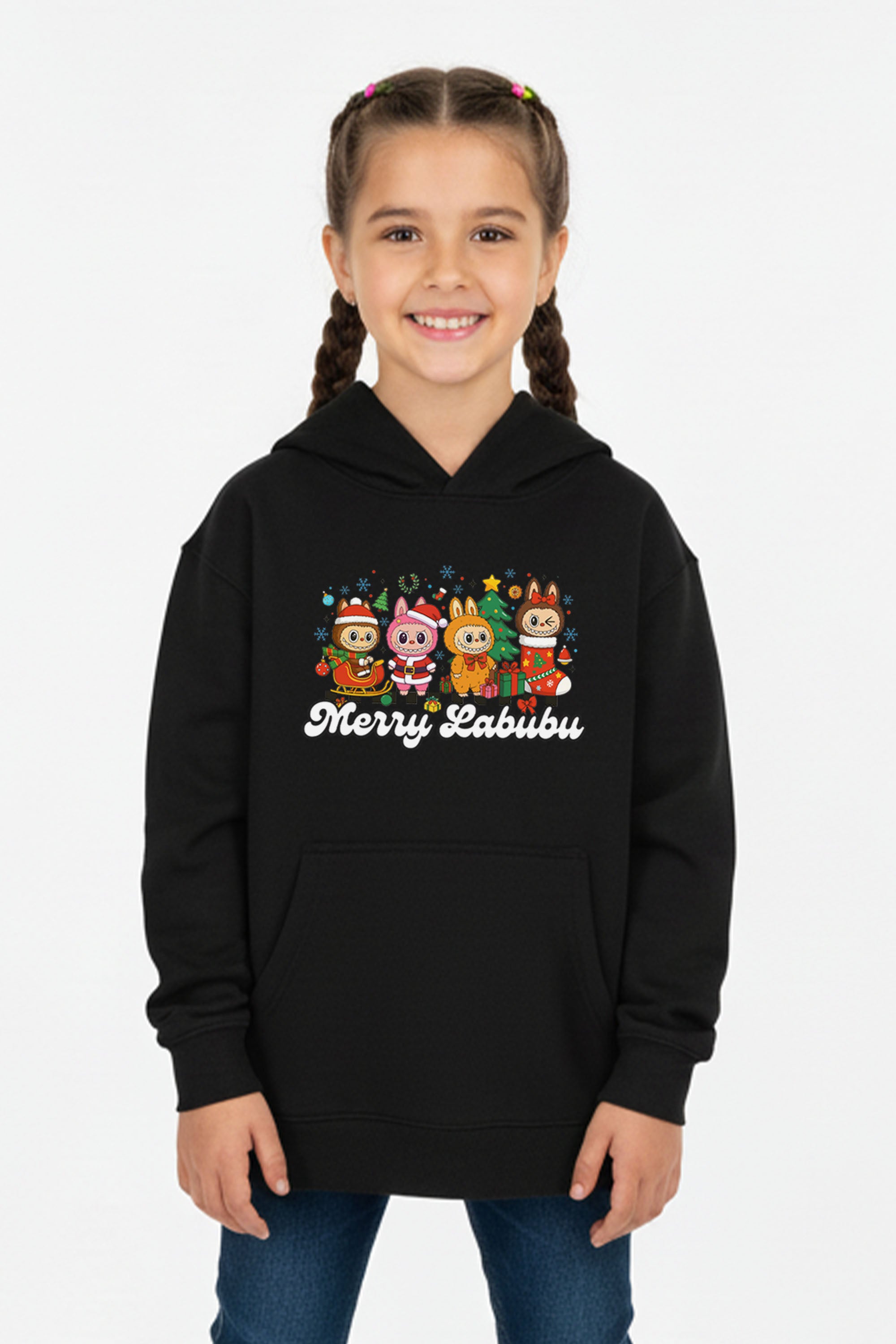 Kids Merry Labubu Christmas Printed Hoodie