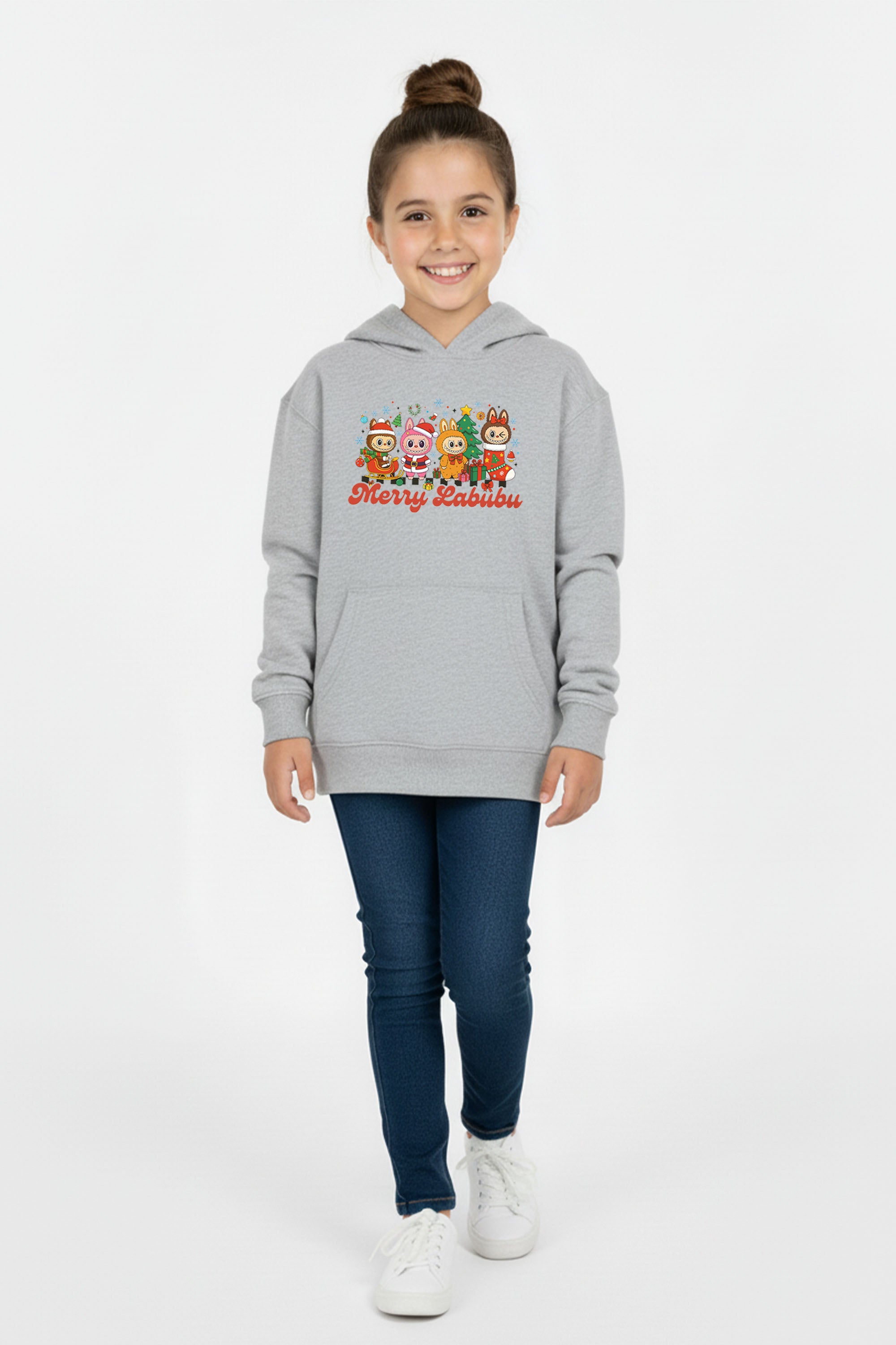 Kids Merry Labubu Christmas Printed Hoodie