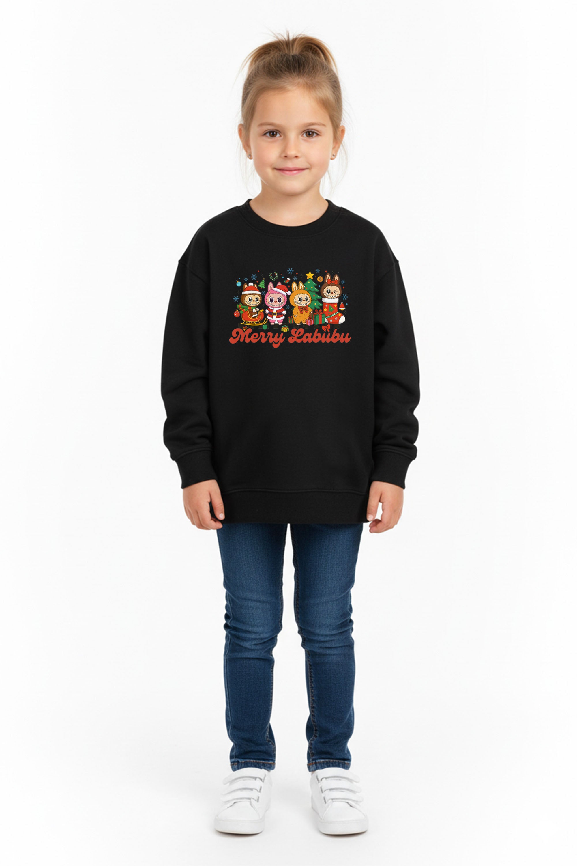 Kids Merry Labubu Christmas Printed Sweatshirt