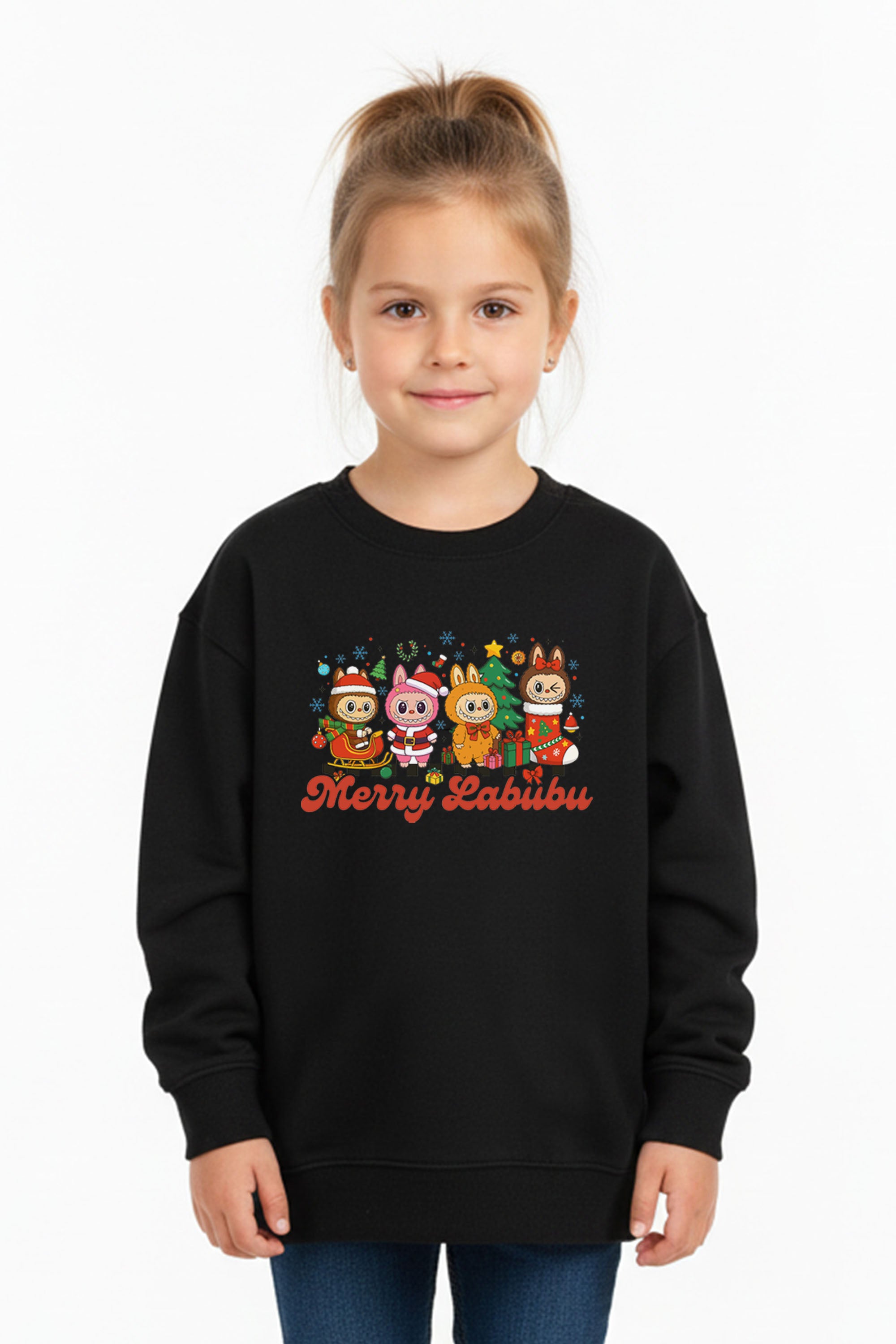 Kids Merry Labubu Christmas Printed Sweatshirt