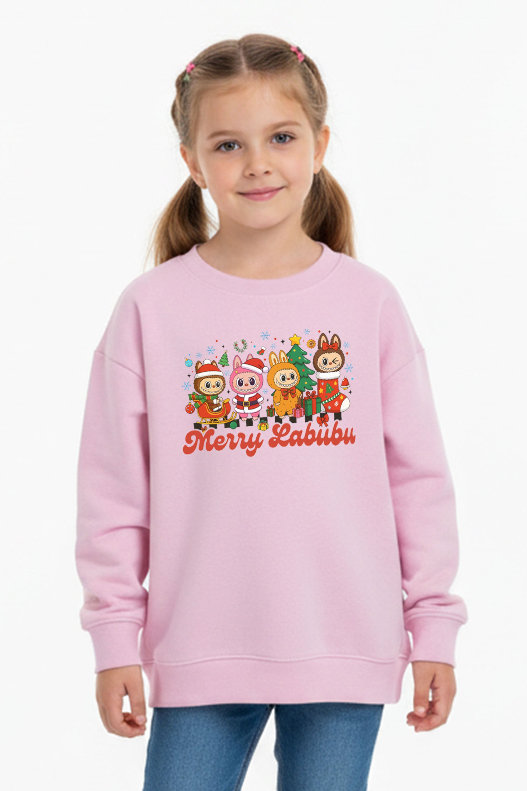 Kids Merry Labubu Christmas Printed Sweatshirt