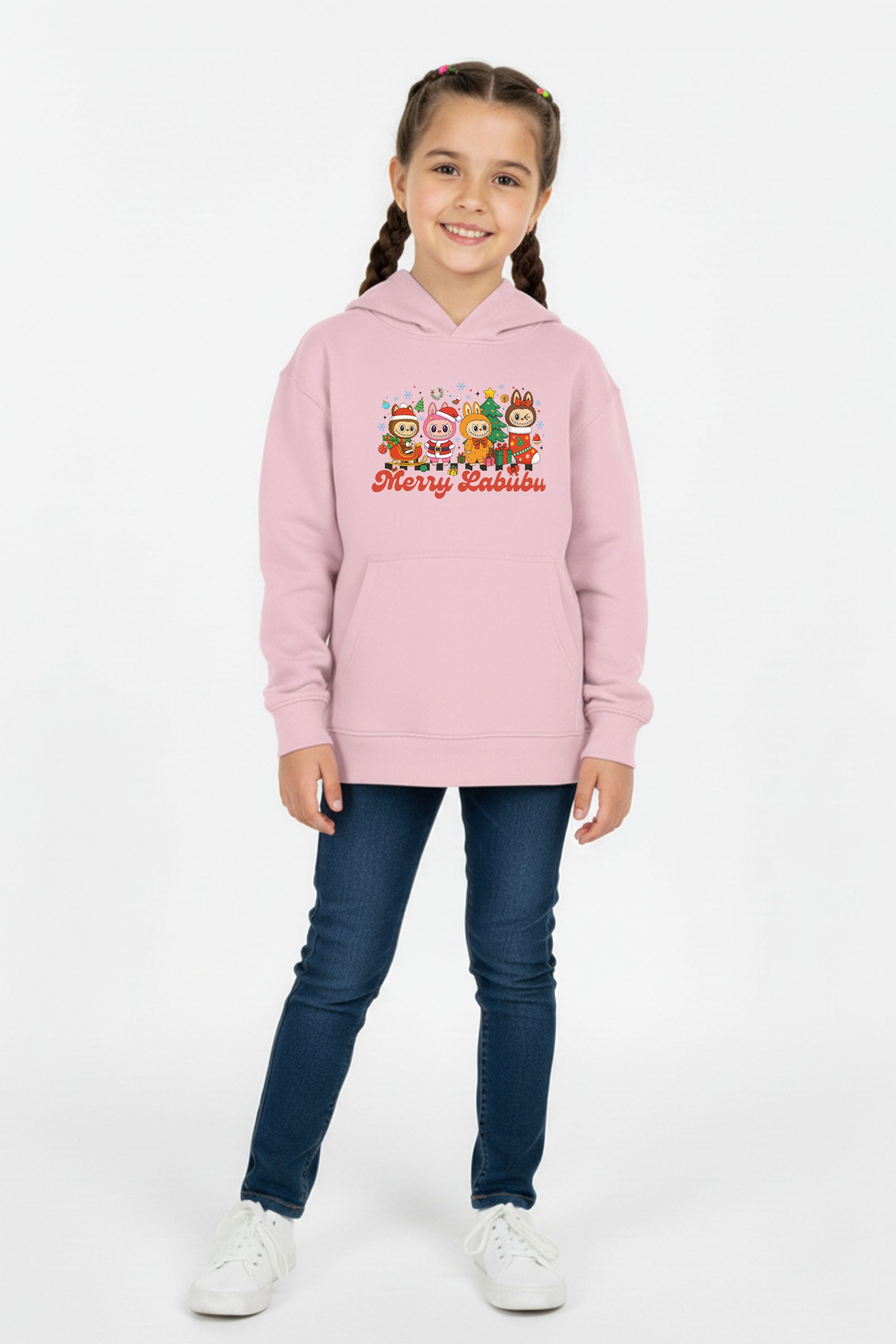Kids Merry Labubu Christmas Printed Hoodie