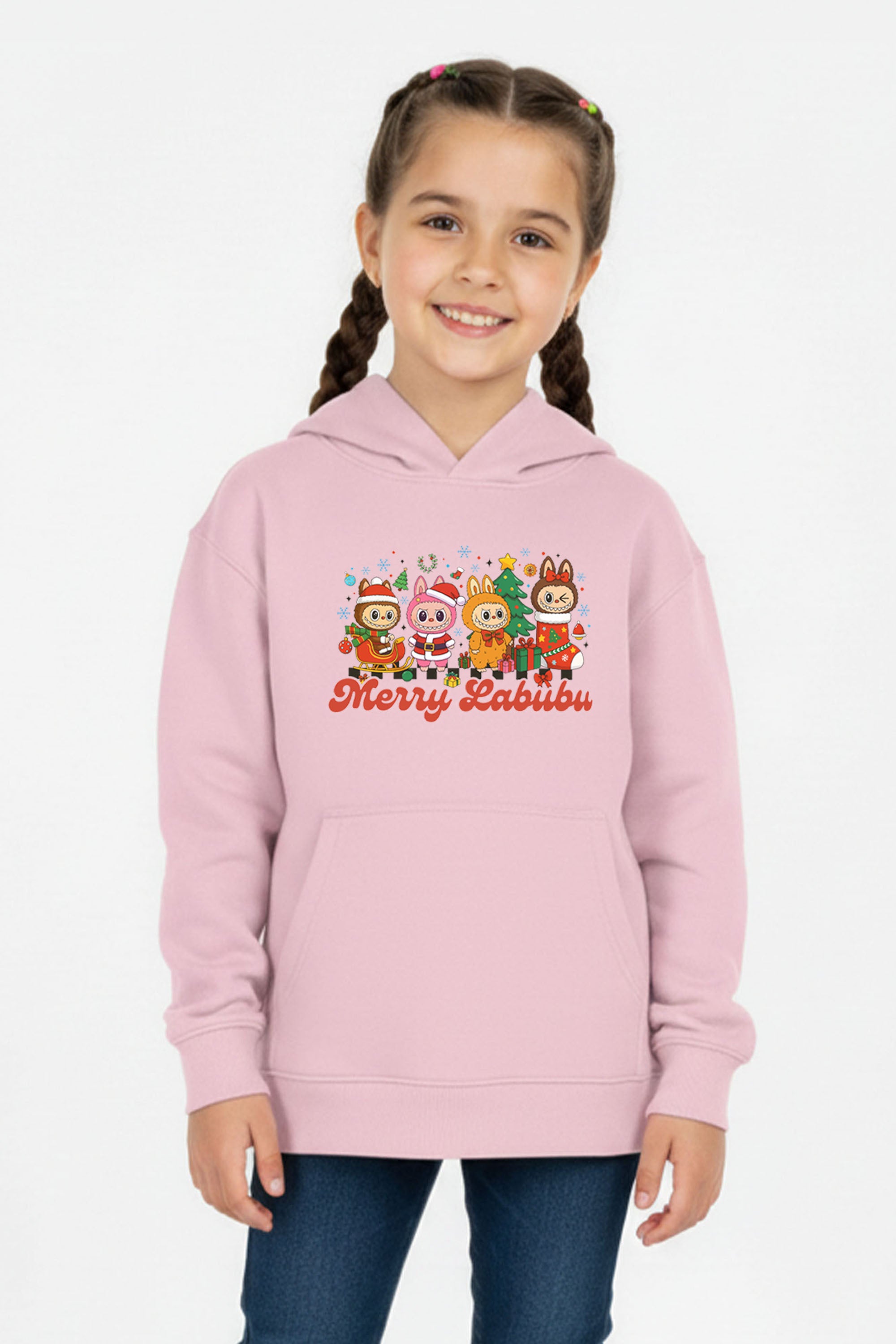 Kids Merry Labubu Christmas Printed Hoodie