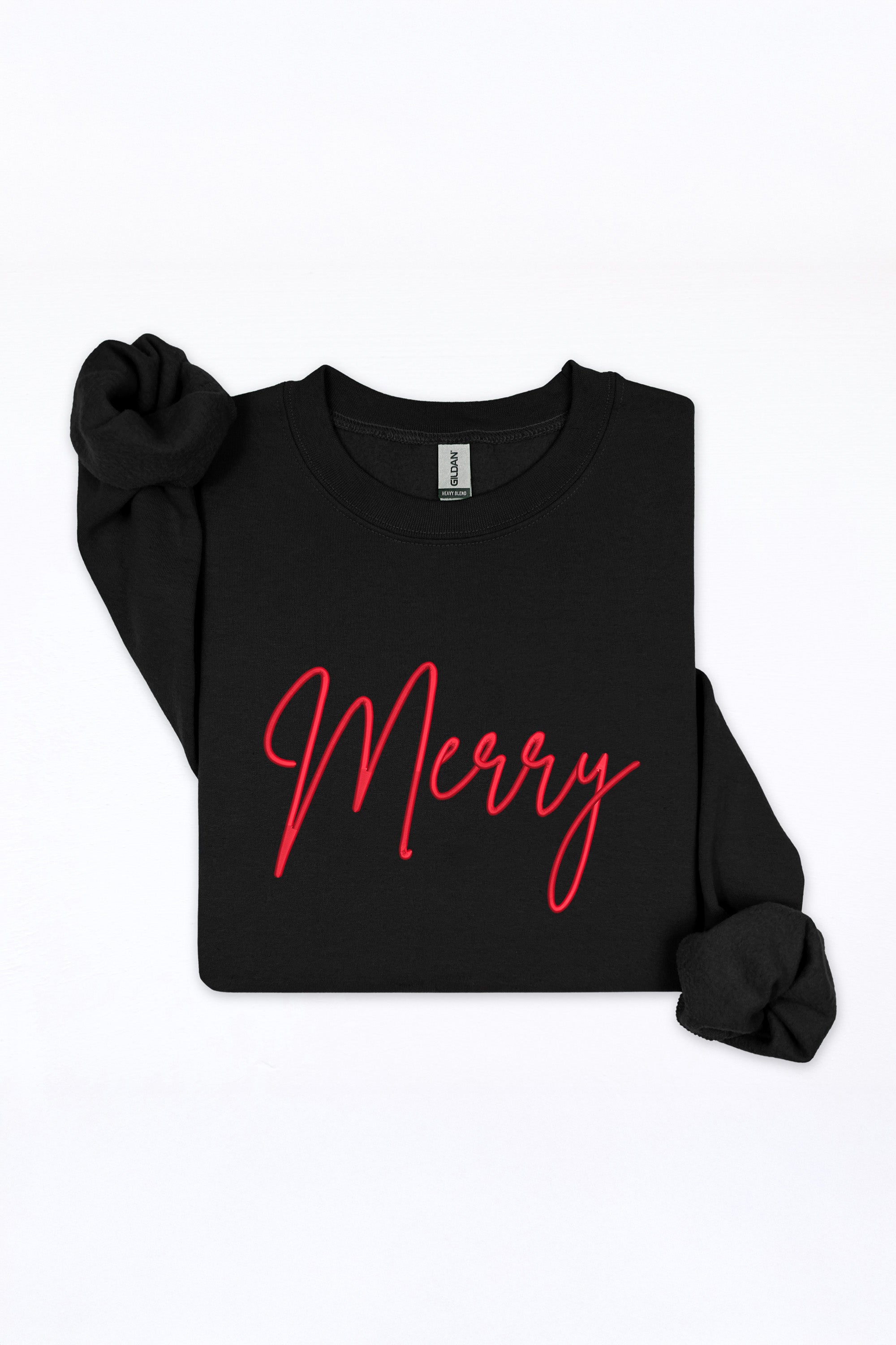 Unisex Heavy Blend Merry Embroidered Christmas Sweatshirt