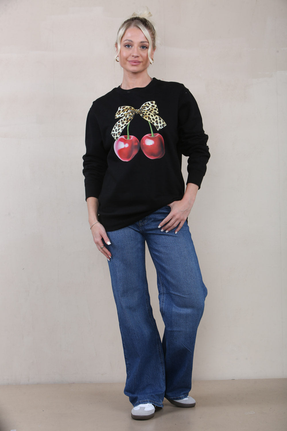 Cherries With Leopard Print Bow Sweatshirt