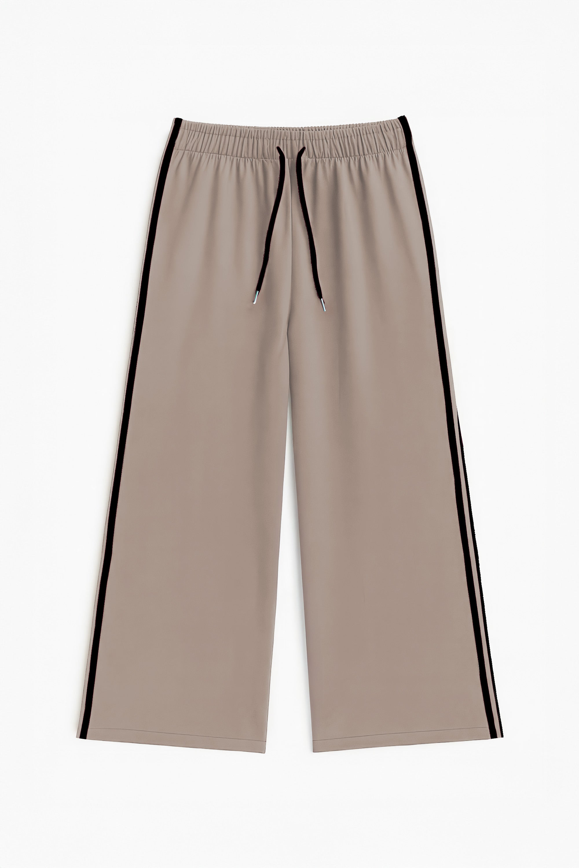 Mocha wide leg pants with black side stripes