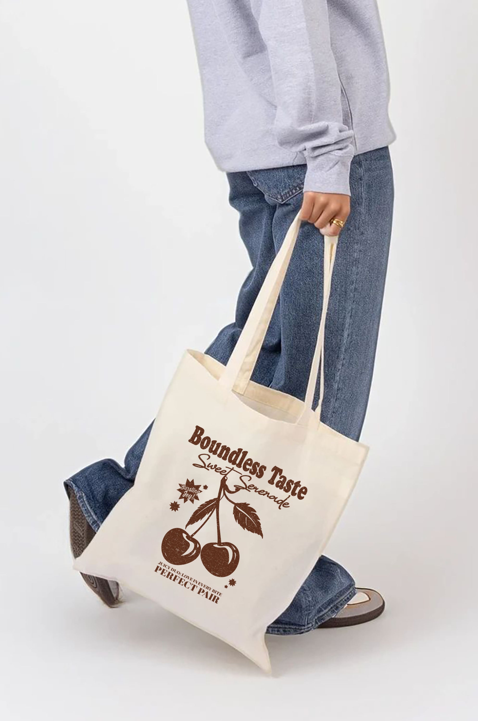 Boundless Taste Cherry Printed Cotton Tote Bag