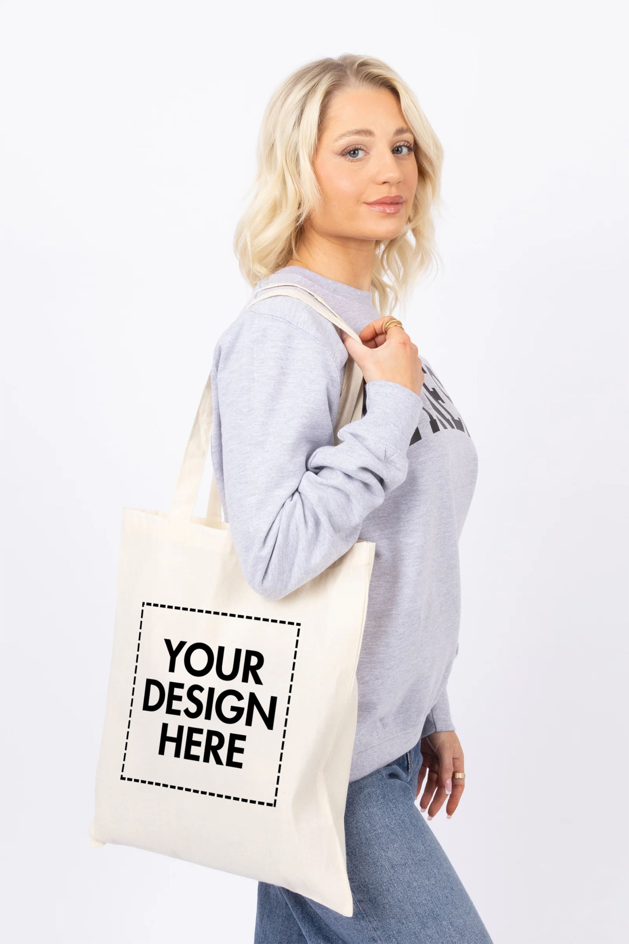 Custom Printed Bag For Life Long Handle Lightweight Canvas Bag