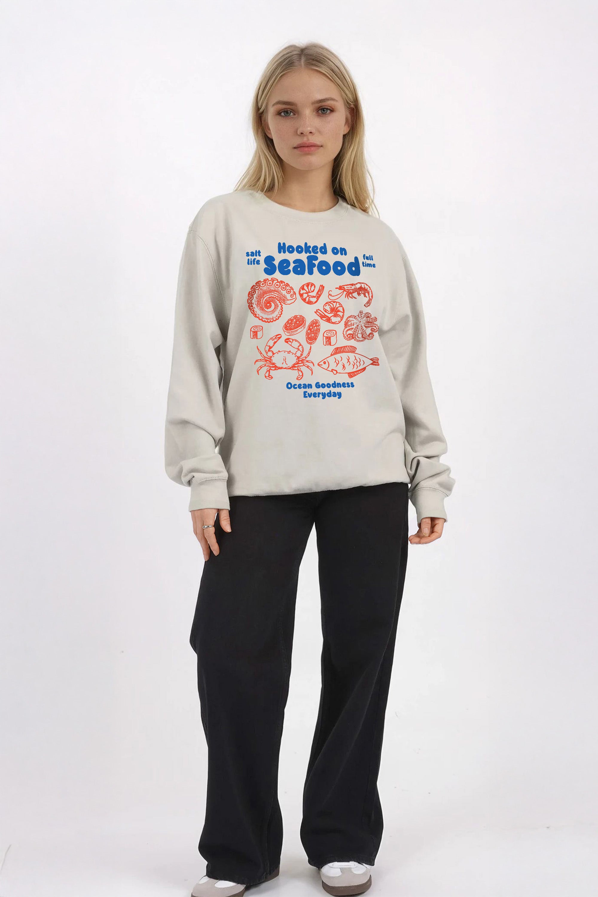 Hooked on Seafood Printed Sweatshirt