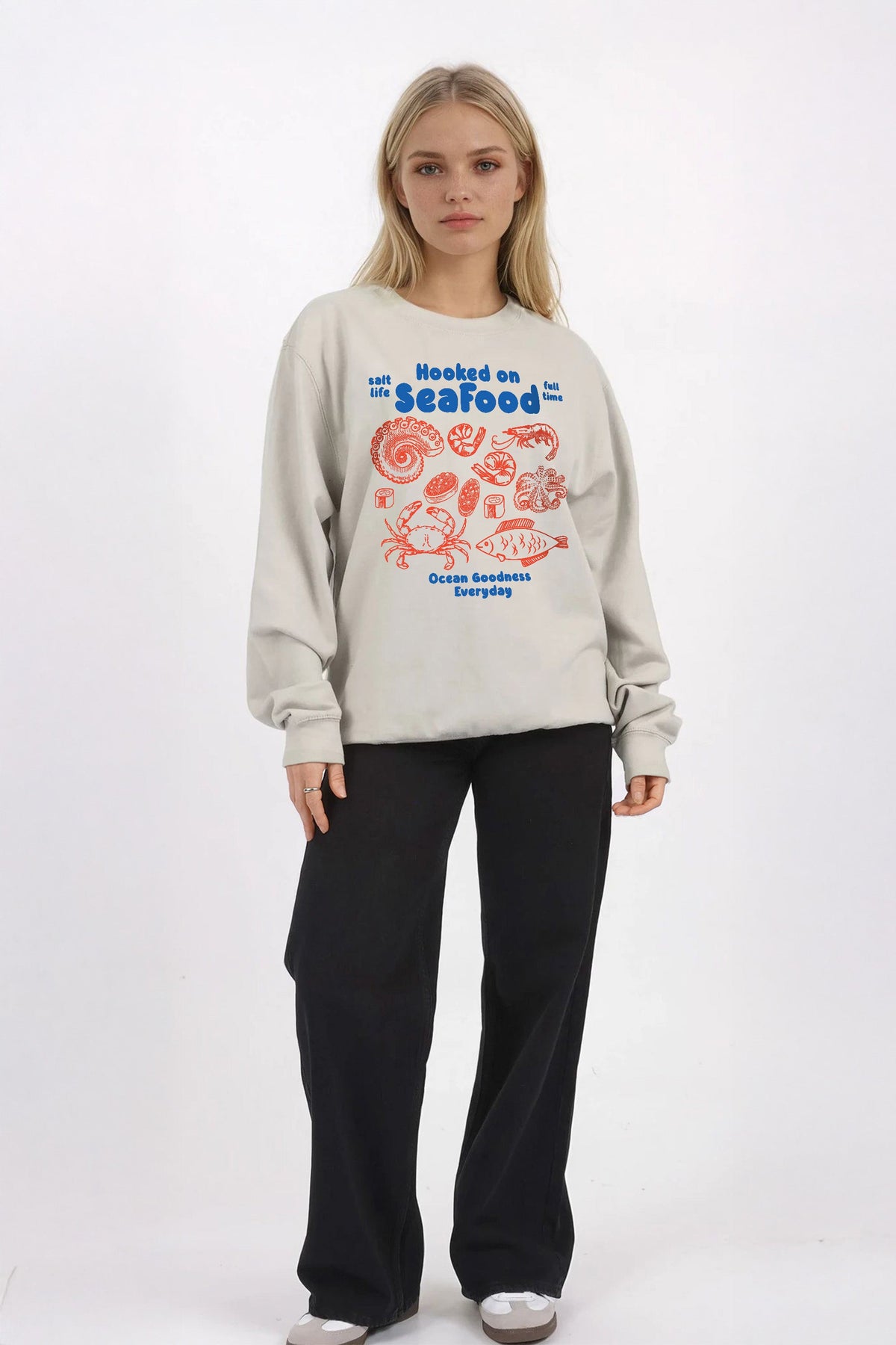 Hooked on Seafood Printed Sweatshirt