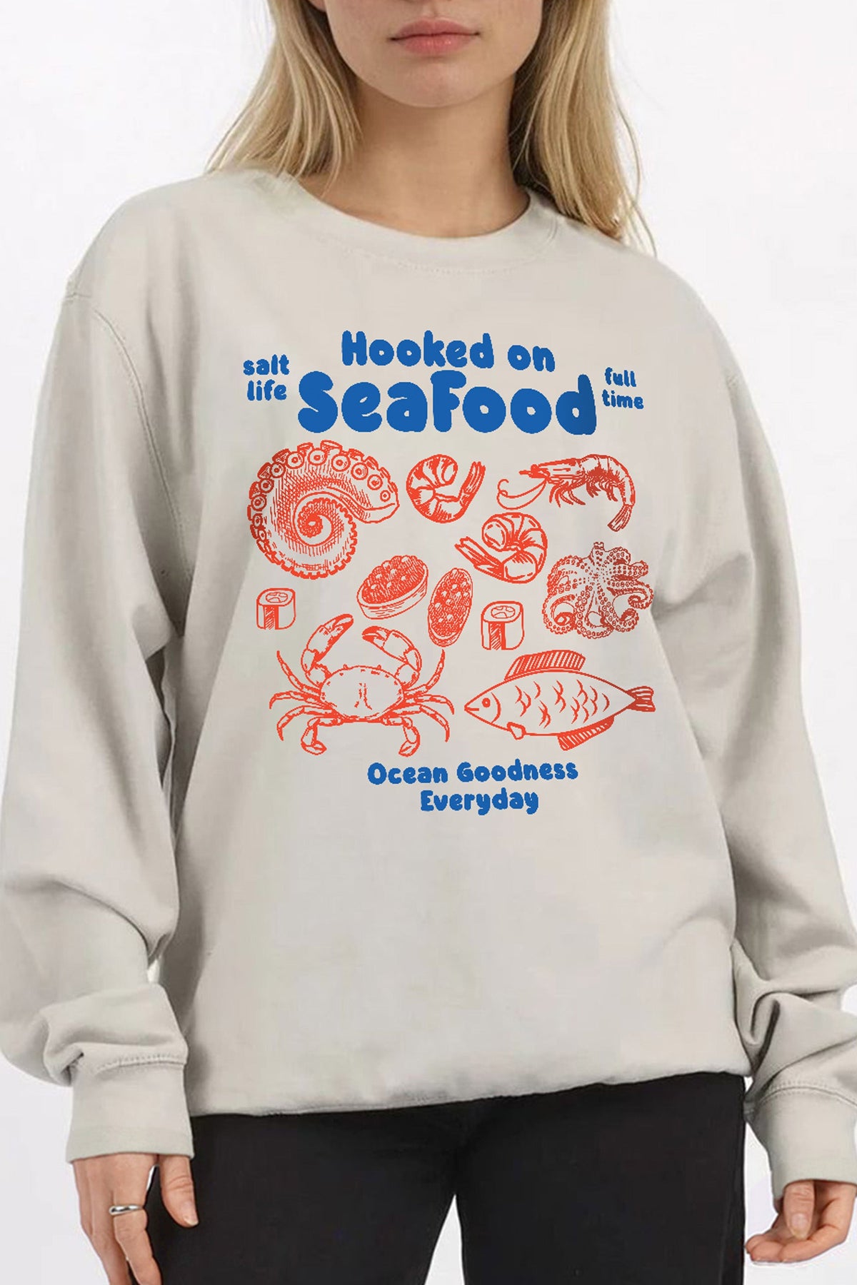 Hooked on Seafood Printed Sweatshirt