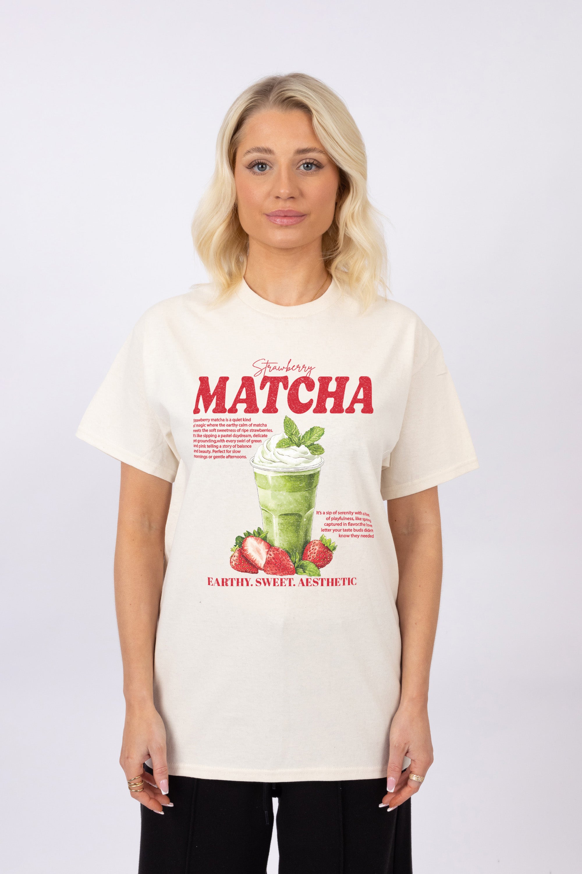 Regular Fit T-shirt in Strawberry Matcha Print (Custom Pack)