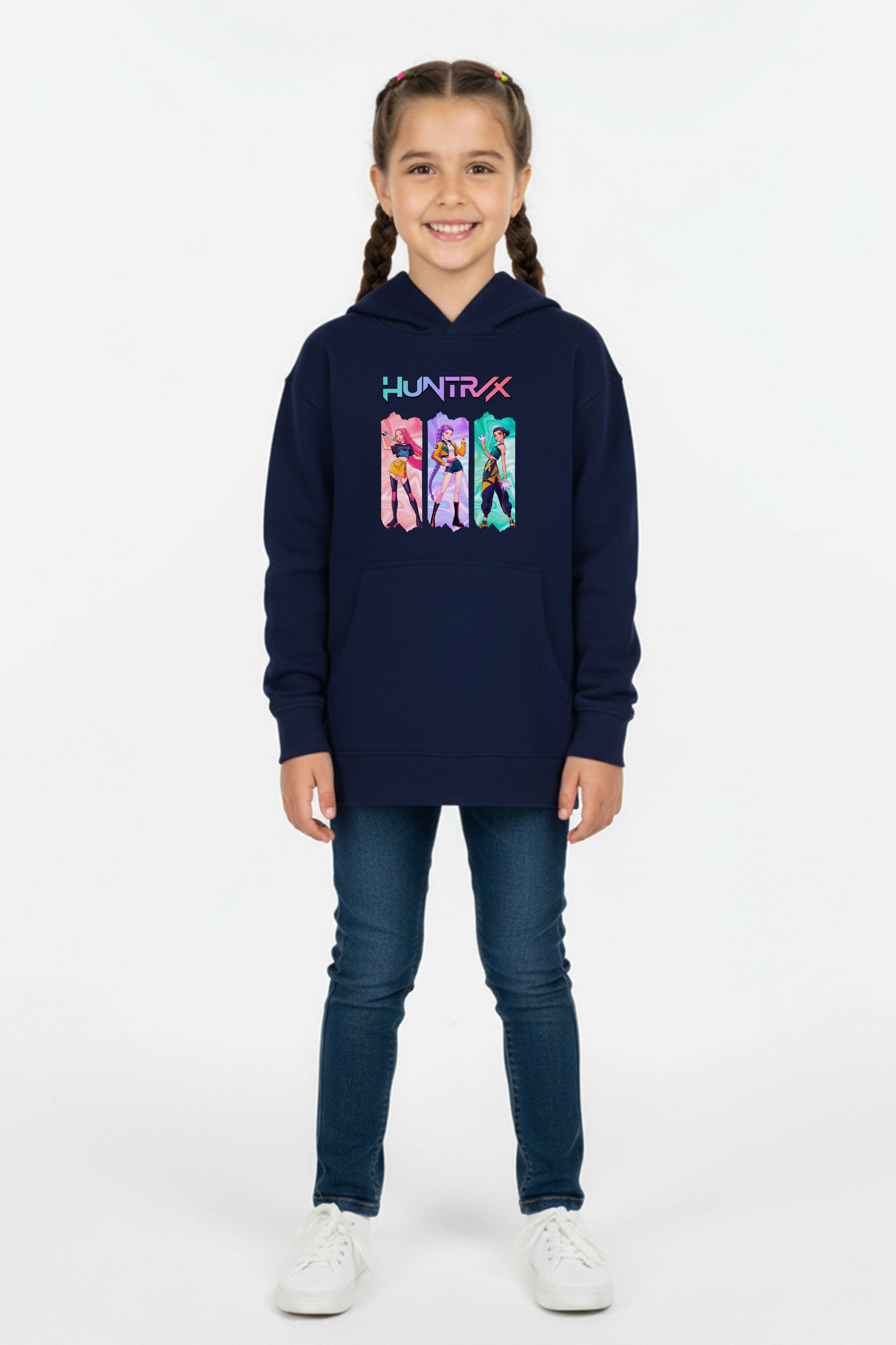 Kids K-pop Trio Graphic Printed Hoodie