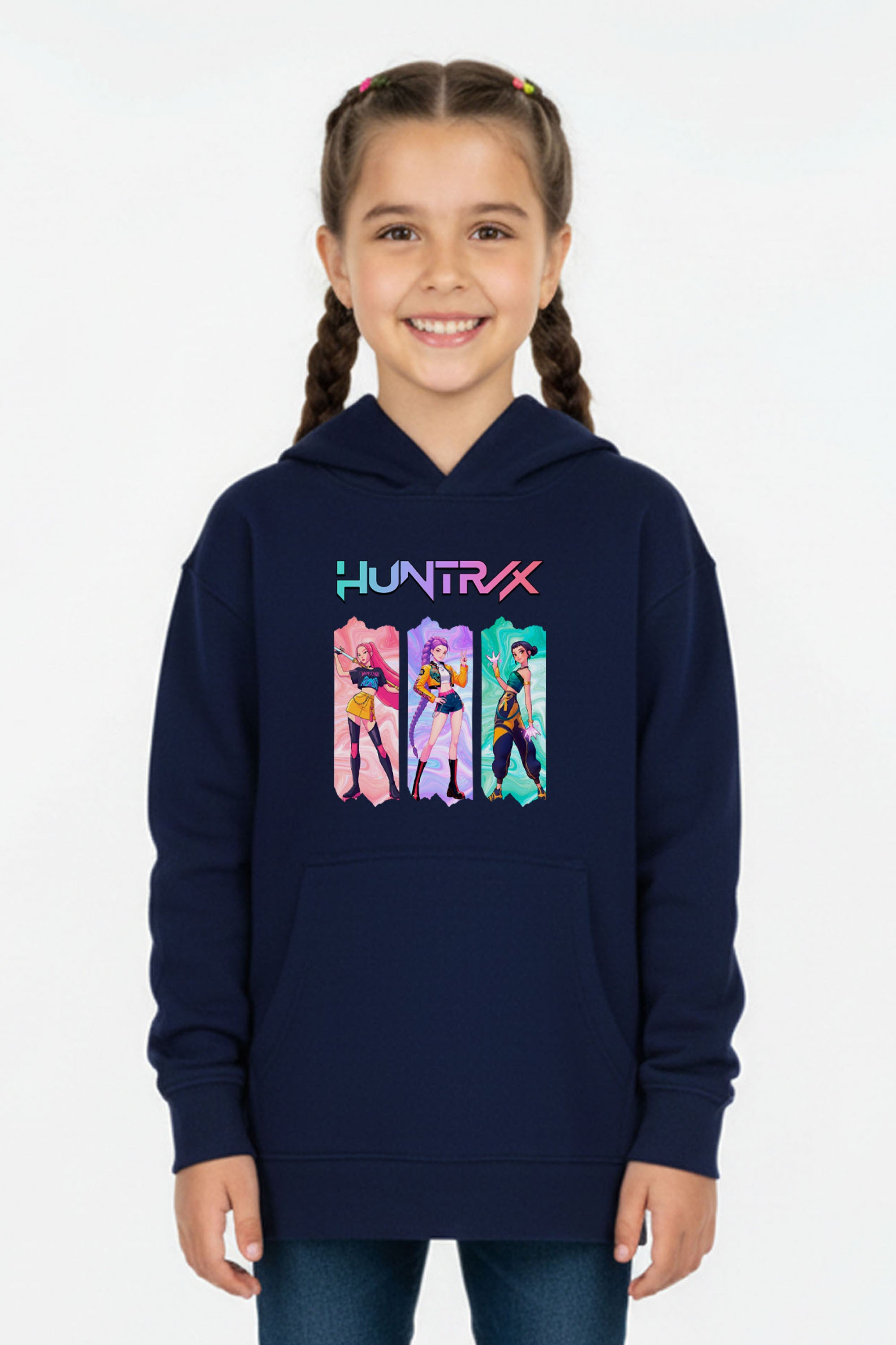 Kids K-pop Trio Graphic Printed Hoodie