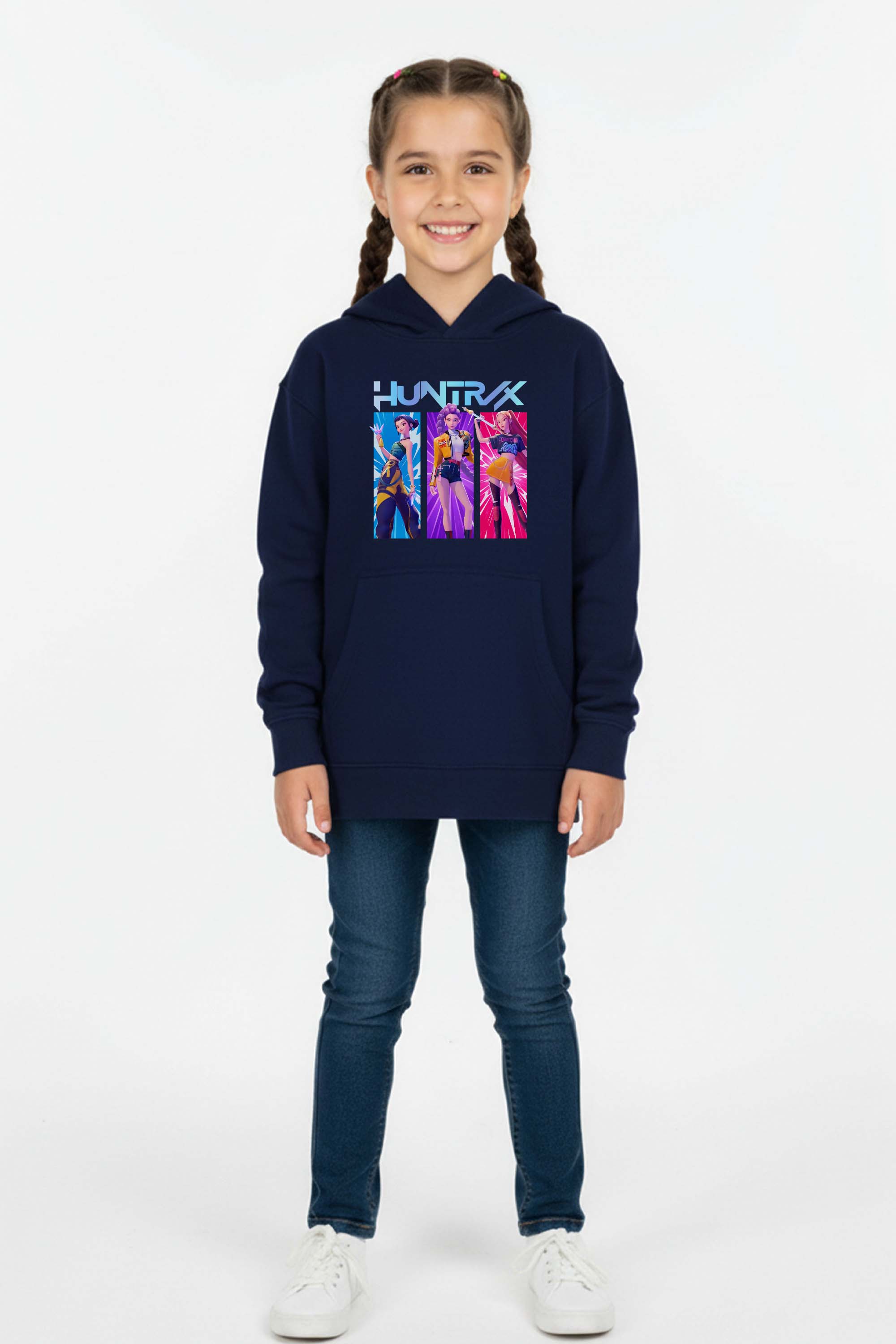 Kids K-Pop Girl Trio Graphic Printed Hoodie
