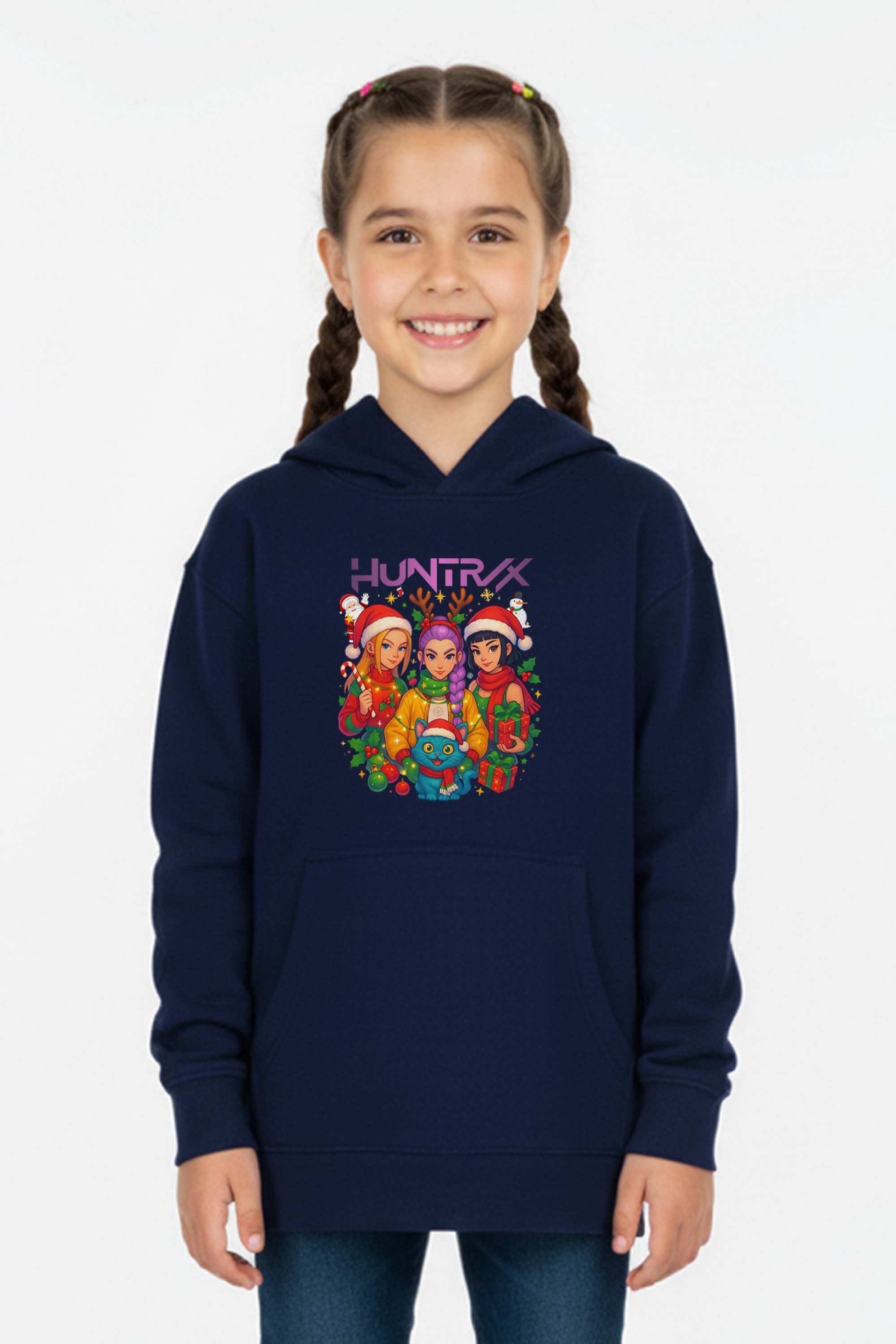 Kids K-Pop Christmas Squad Graphic Printed Hoodie