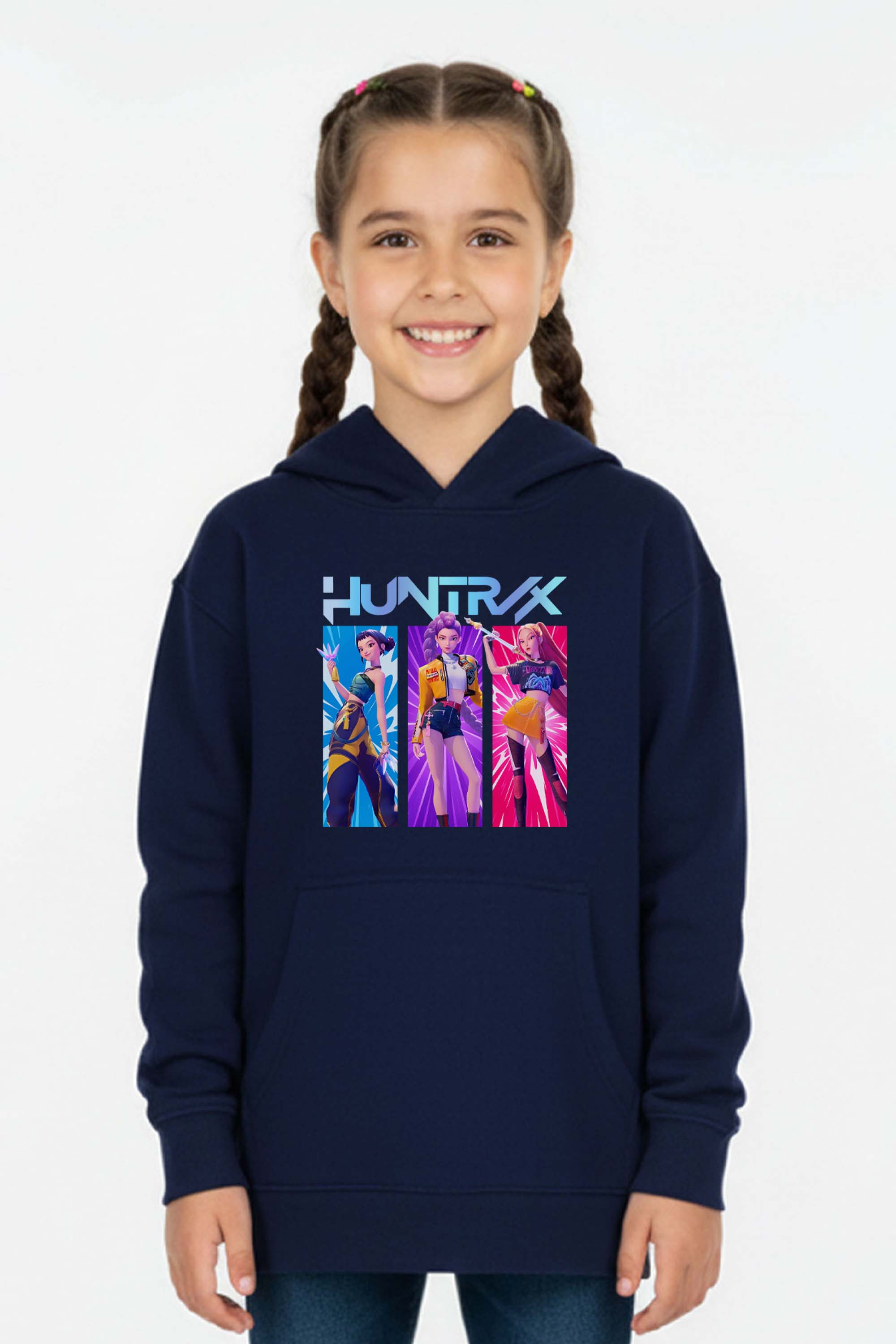 Kids K-Pop Girl Trio Graphic Printed Hoodie