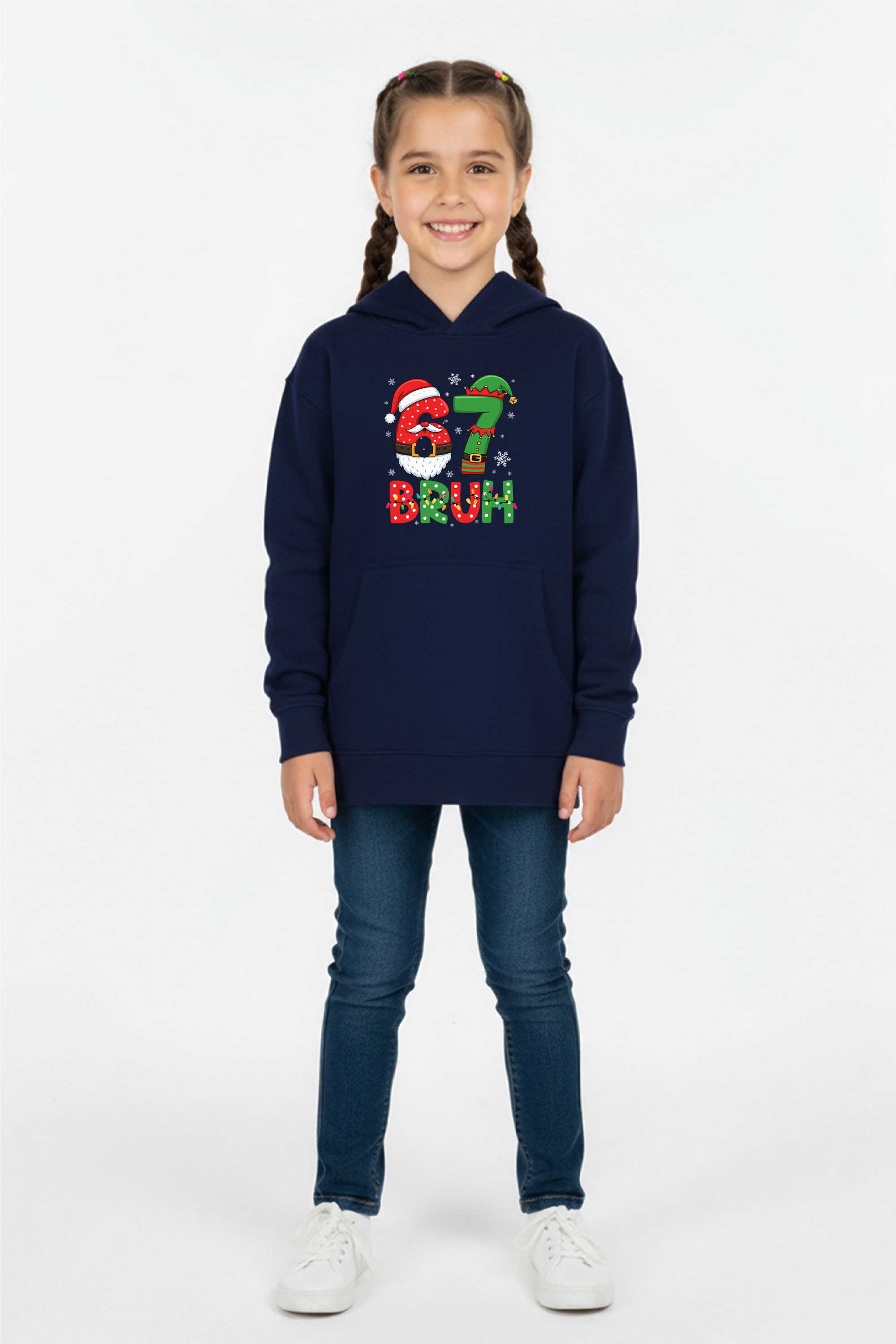 Kids 67 BRUH Christmas Graphic Printed Hoodie
