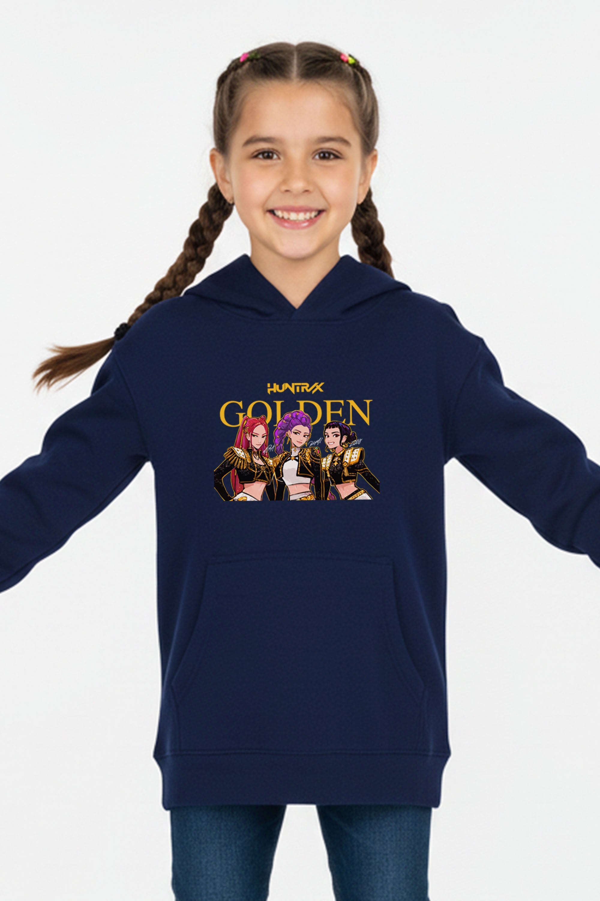 Kids K-Pop Golden Trio Graphic Printed Hoodie
