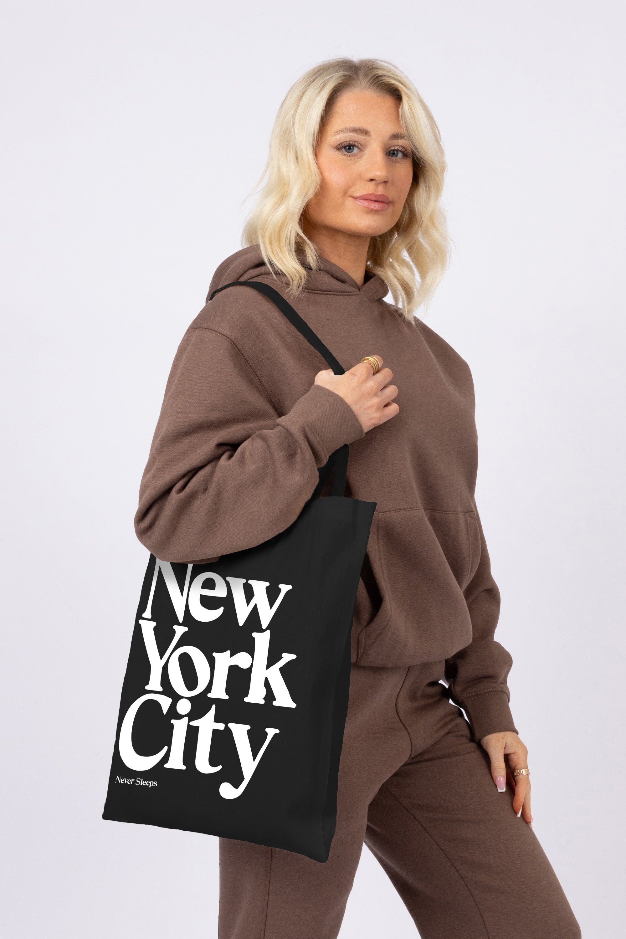 New York City Printed Cotton Long Handle Canvas Bag