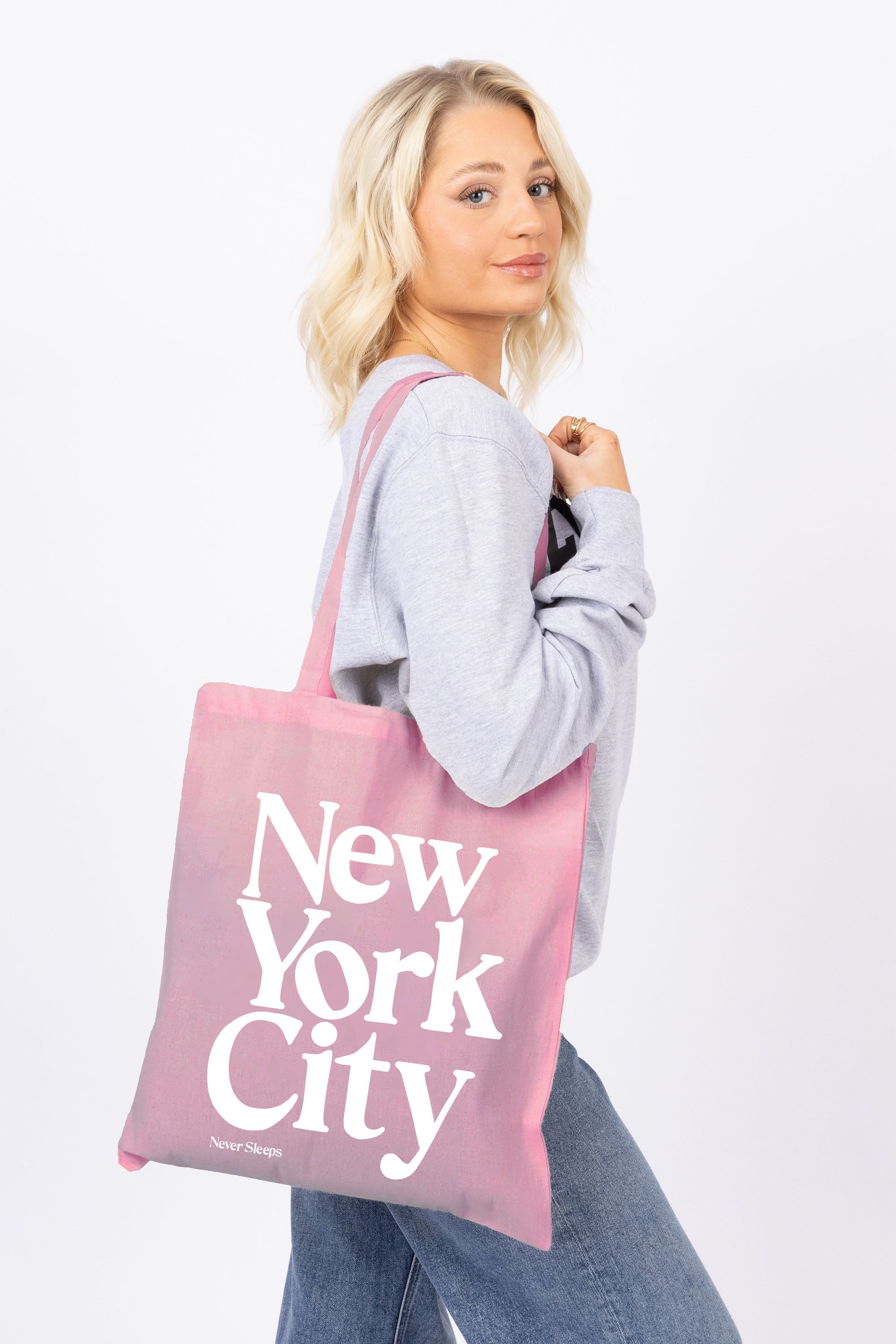 New York City Printed Cotton Long Handle Canvas Bag