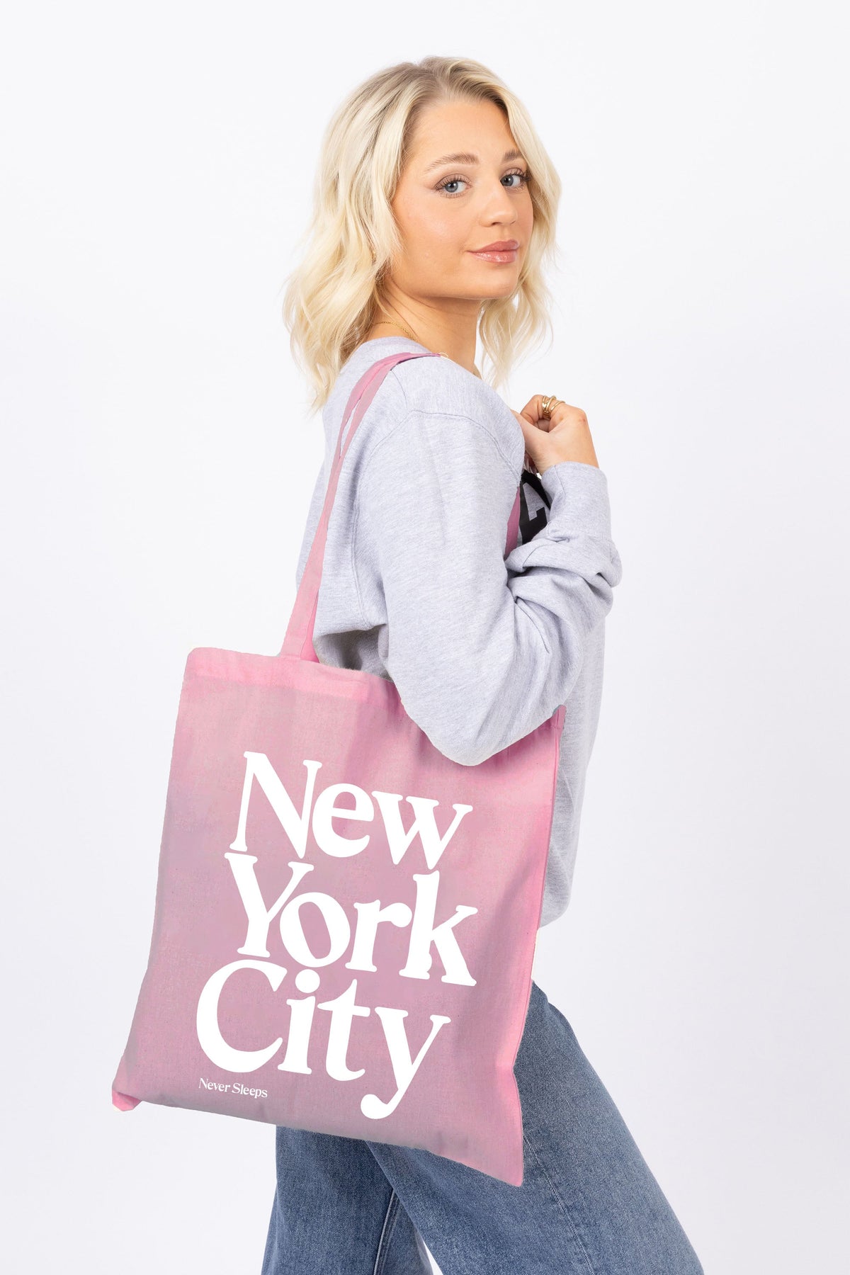 New York City Printed Cotton Long Handle Canvas Bag