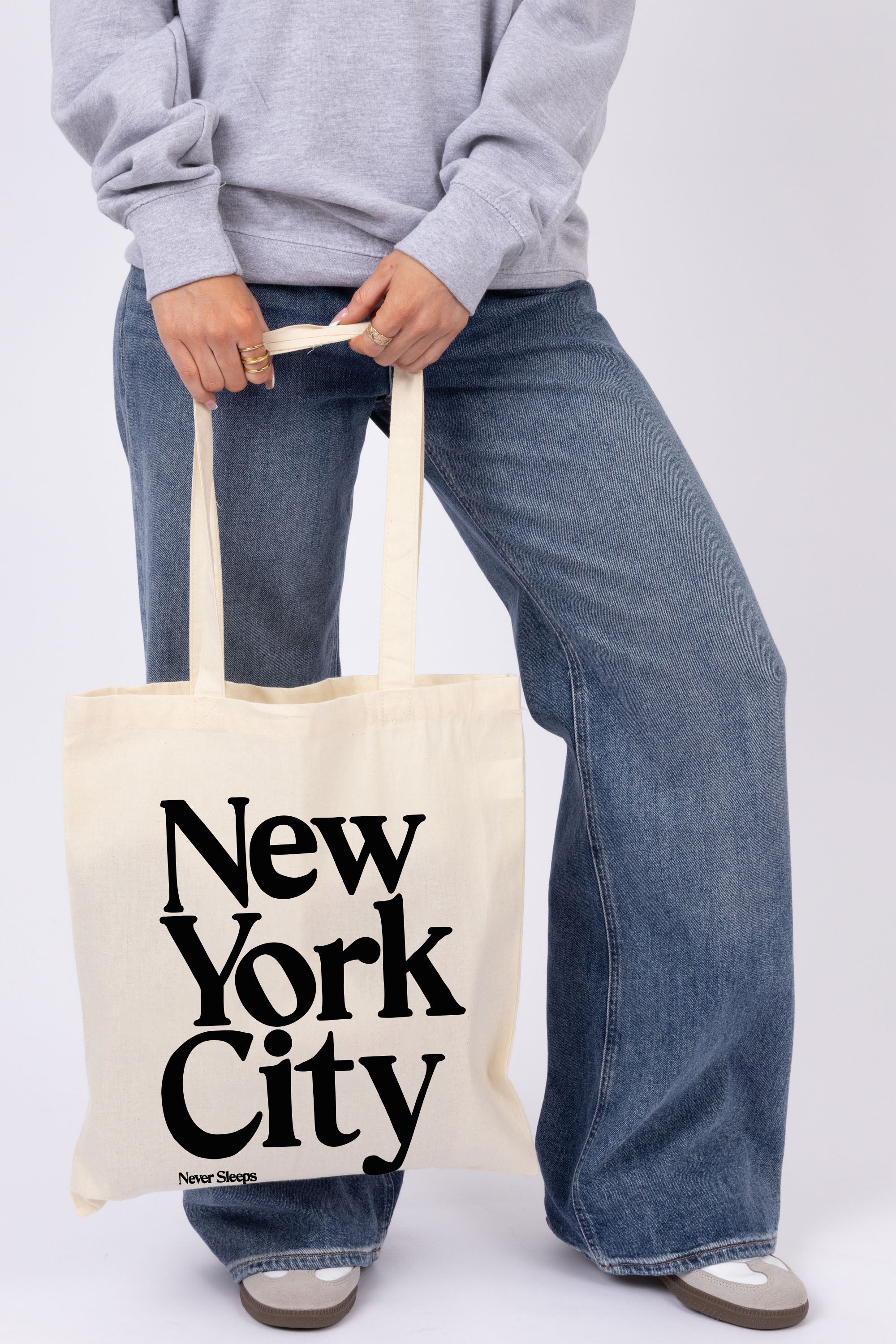 New York City Printed Cotton Long Handle Canvas Bag