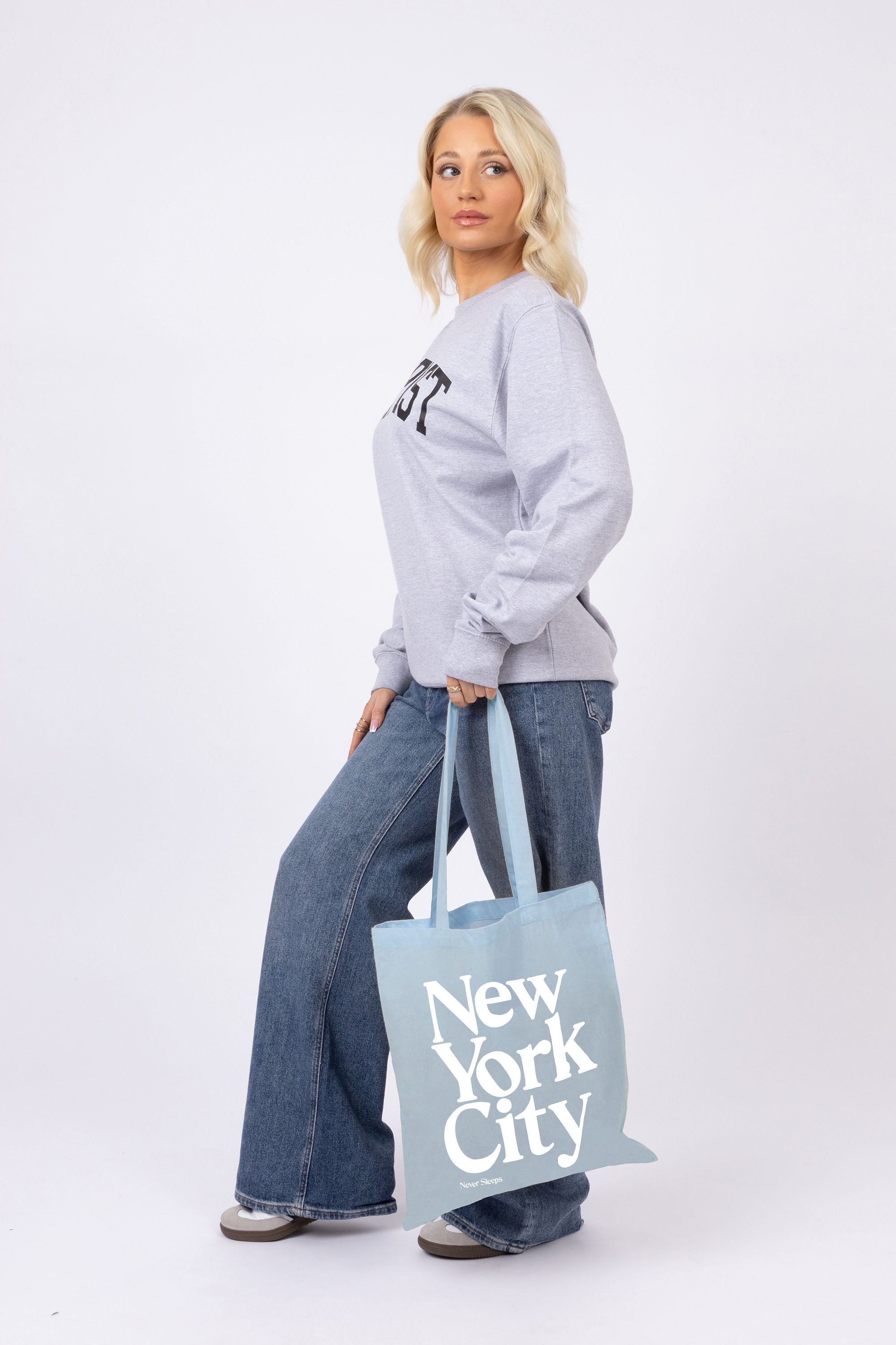 New York City Printed Cotton Long Handle Canvas Bag
