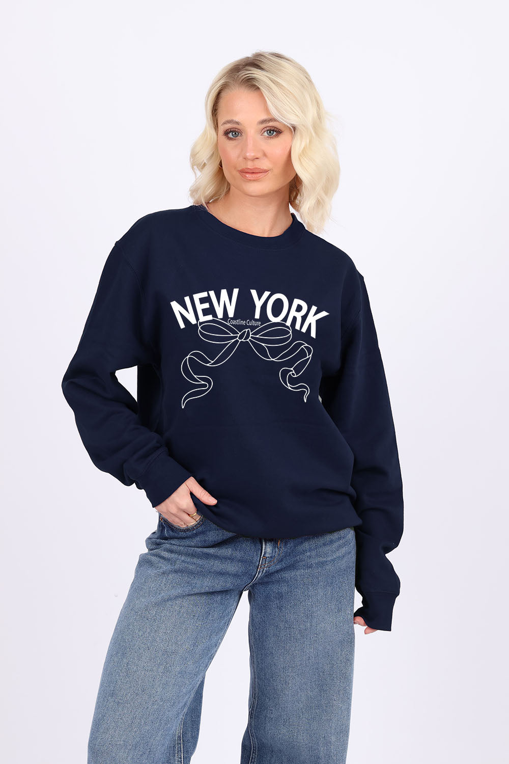 New York Bow Printed Sweatshirts
