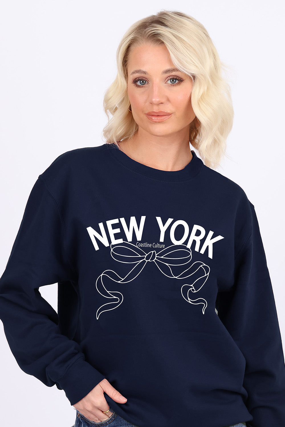 New York Bow Printed Sweatshirts