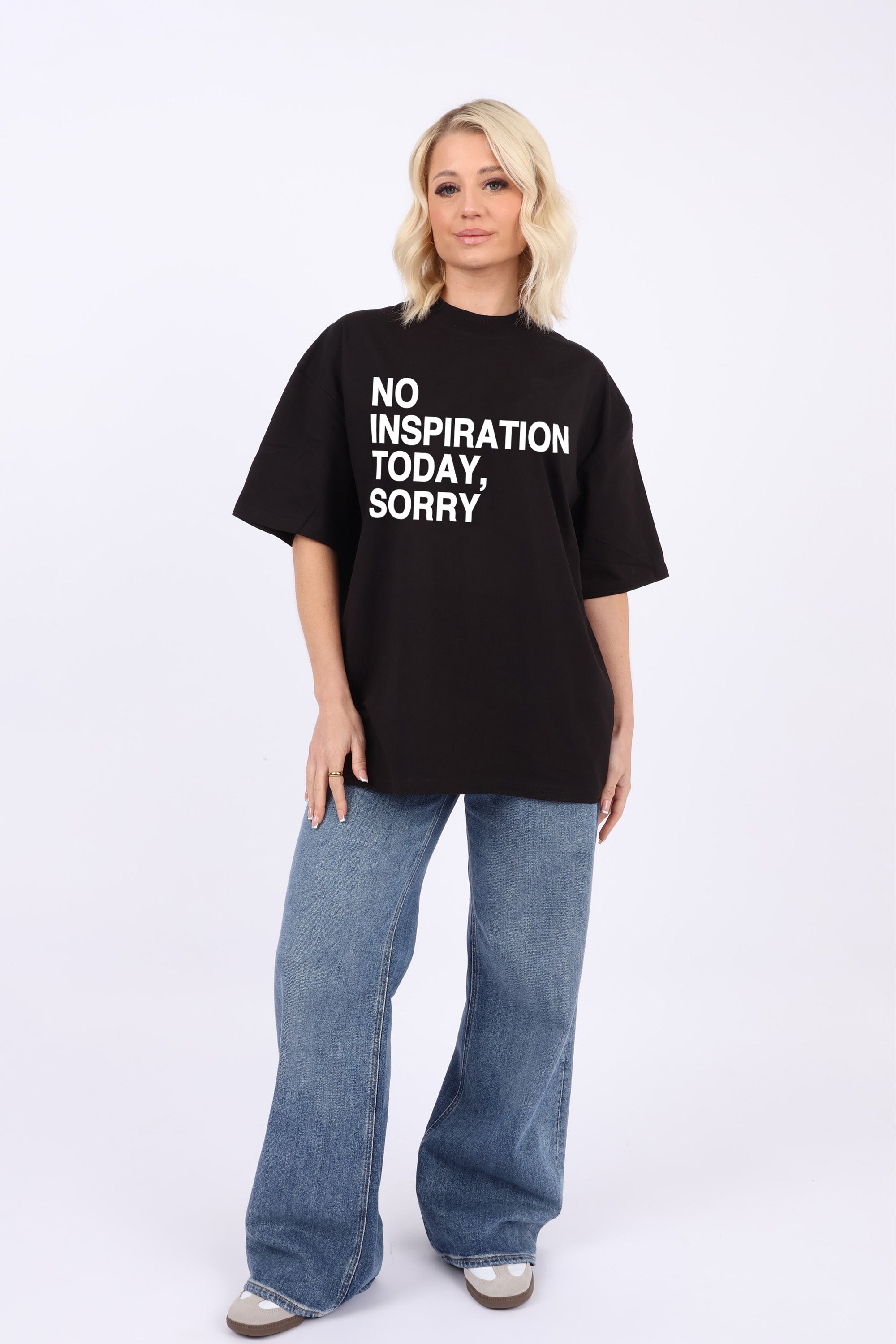 220GSM Oversize T-Shirt In No Inspiration Today,Sorry Print (Custom Pack)