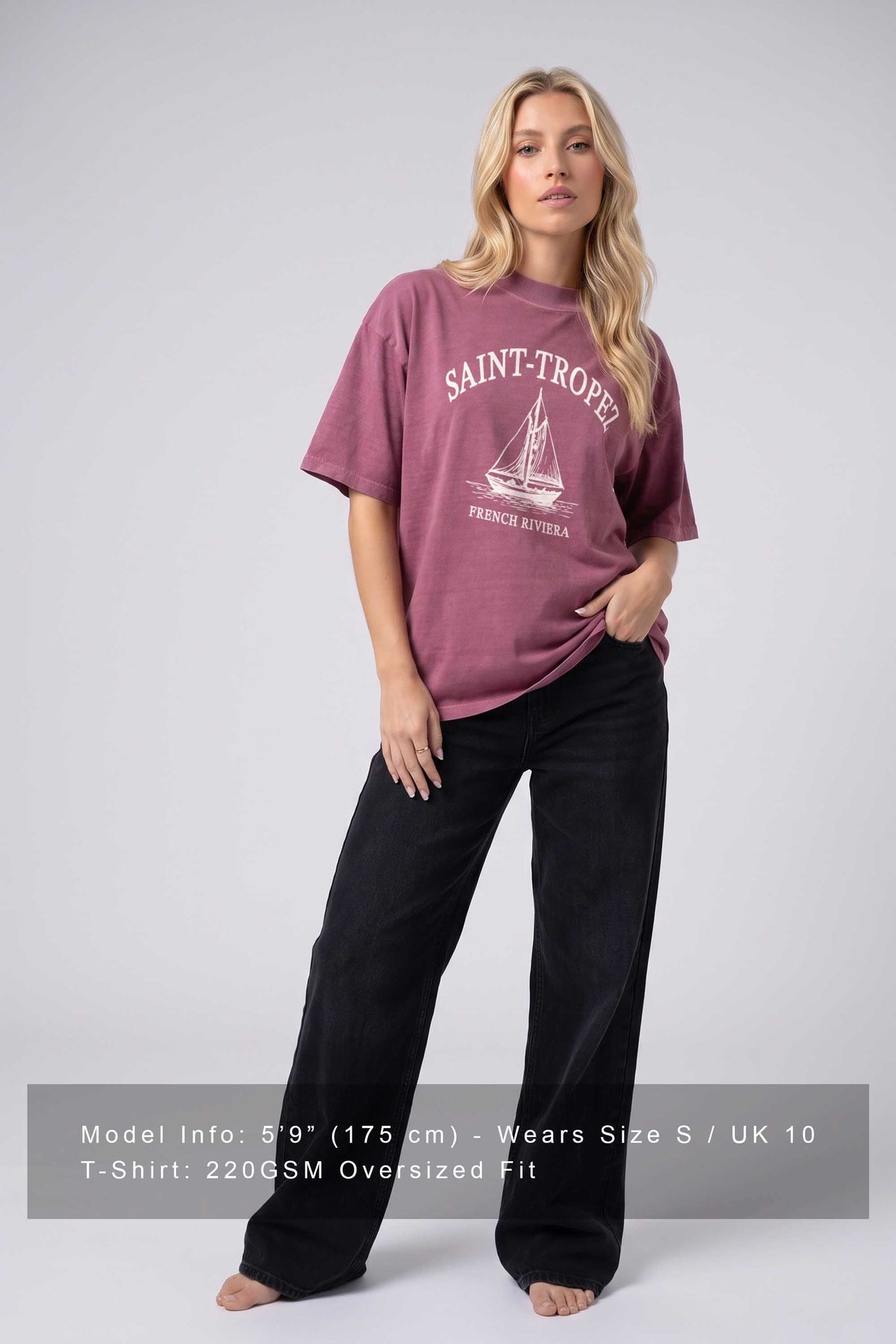 220GSM Oversized Acid Washed T-shirt in Saint Tropez Print