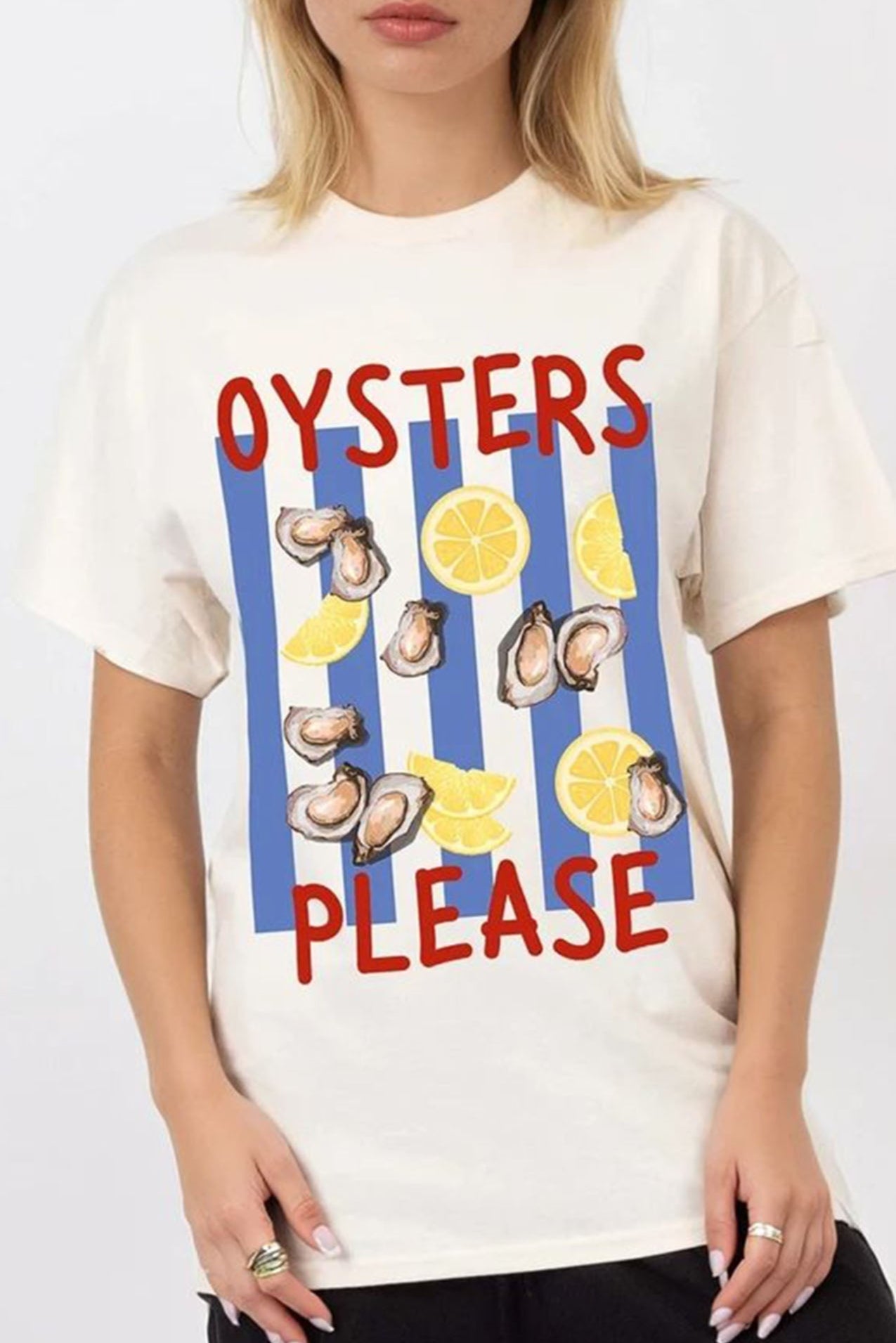 Regular Fit T-shirt in Oysters Please Seafood Print